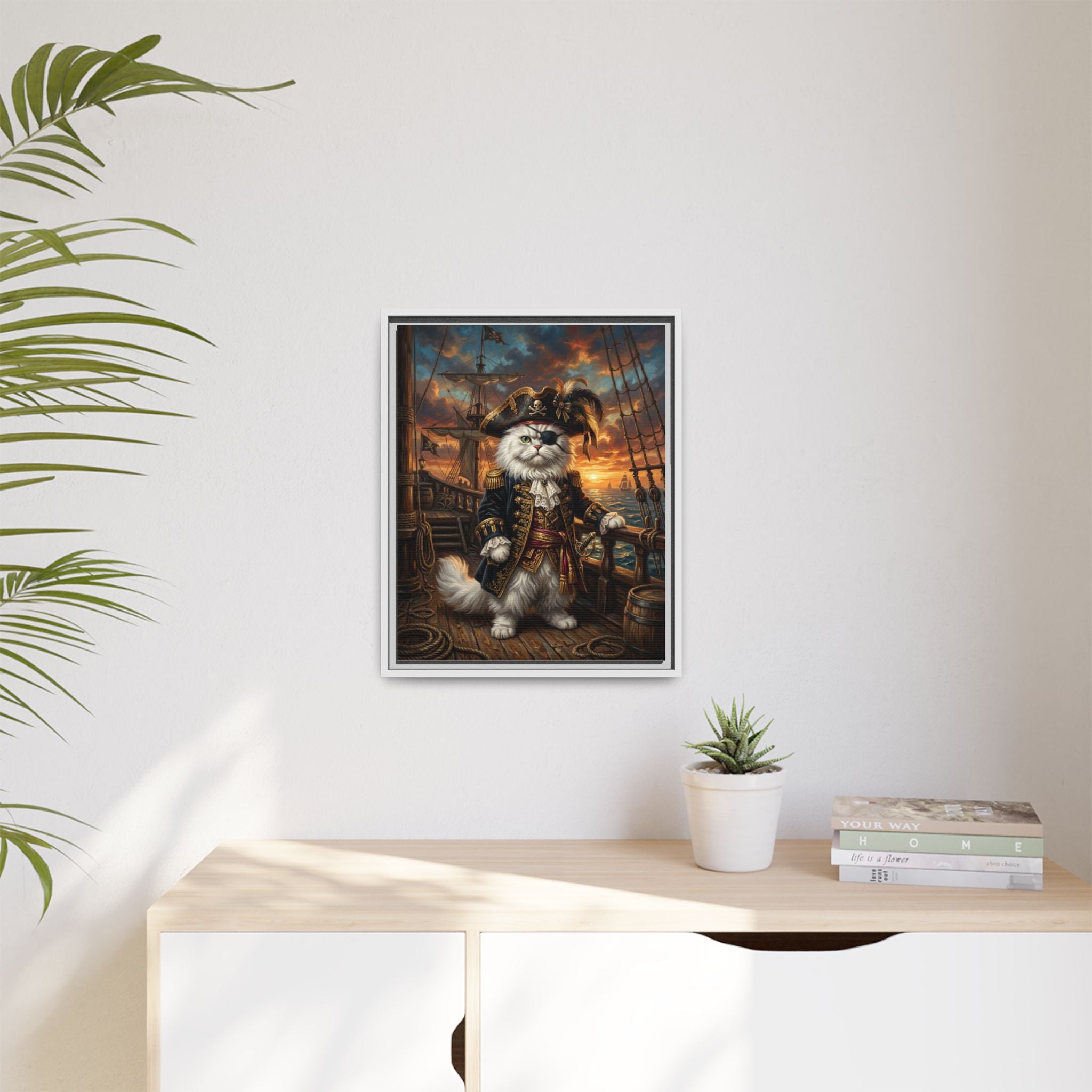 Custom Pet Portrait — Pirate Captain — Framed Canvas