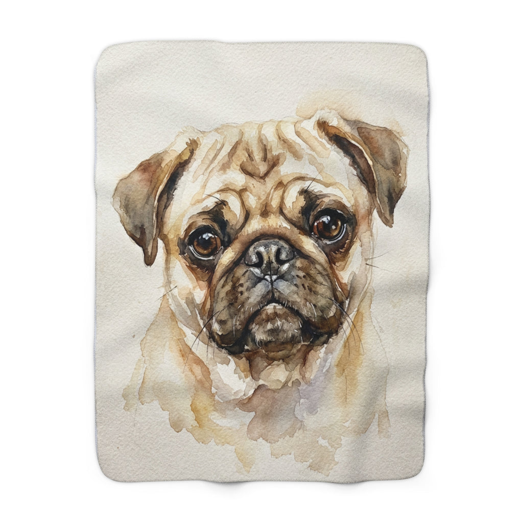 Custom Pet Portrait Blanket — Watercolor — Sherpa Fleece