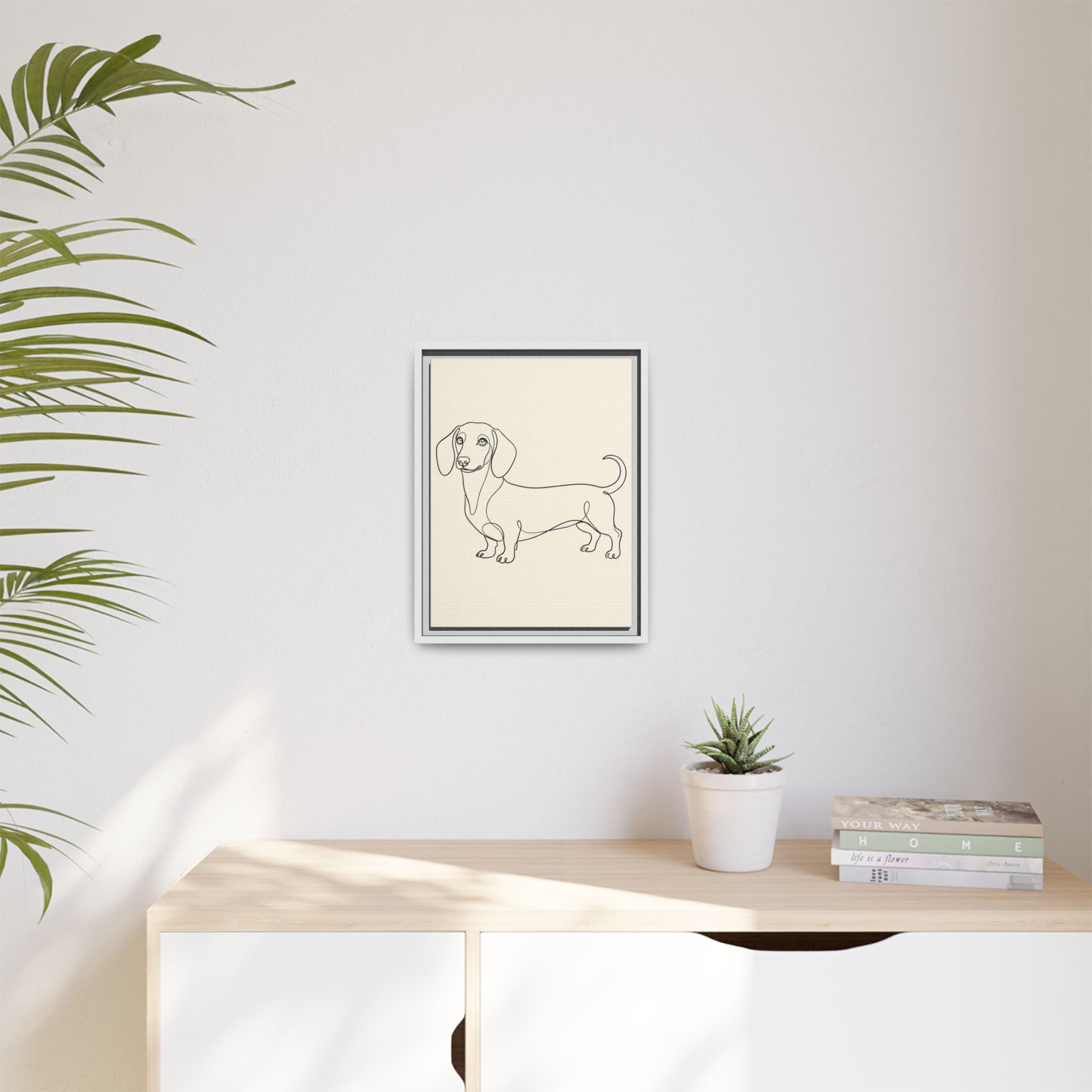 Custom Pet Portrait — Minimalist Line Art — Framed Canvas