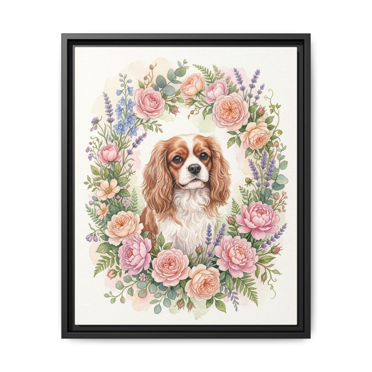 Custom Pet Portrait — Floral Garden — Framed Canvas