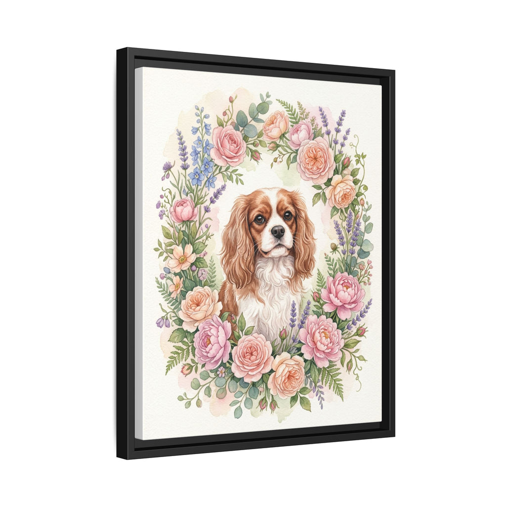 Custom Pet Portrait — Floral Garden — Framed Canvas