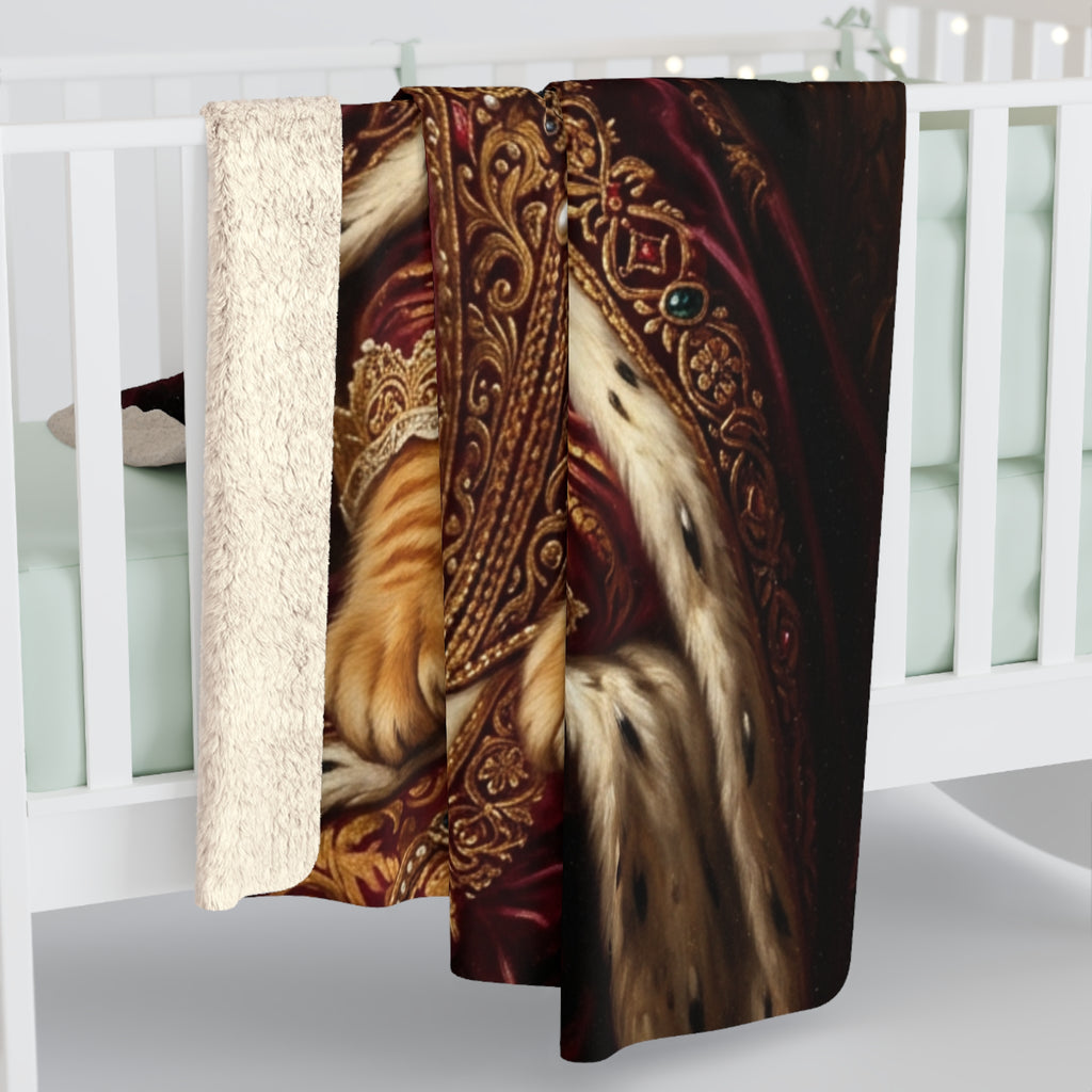 Custom Pet Portrait Blanket — Renaissance Royal — Sherpa Fleece
