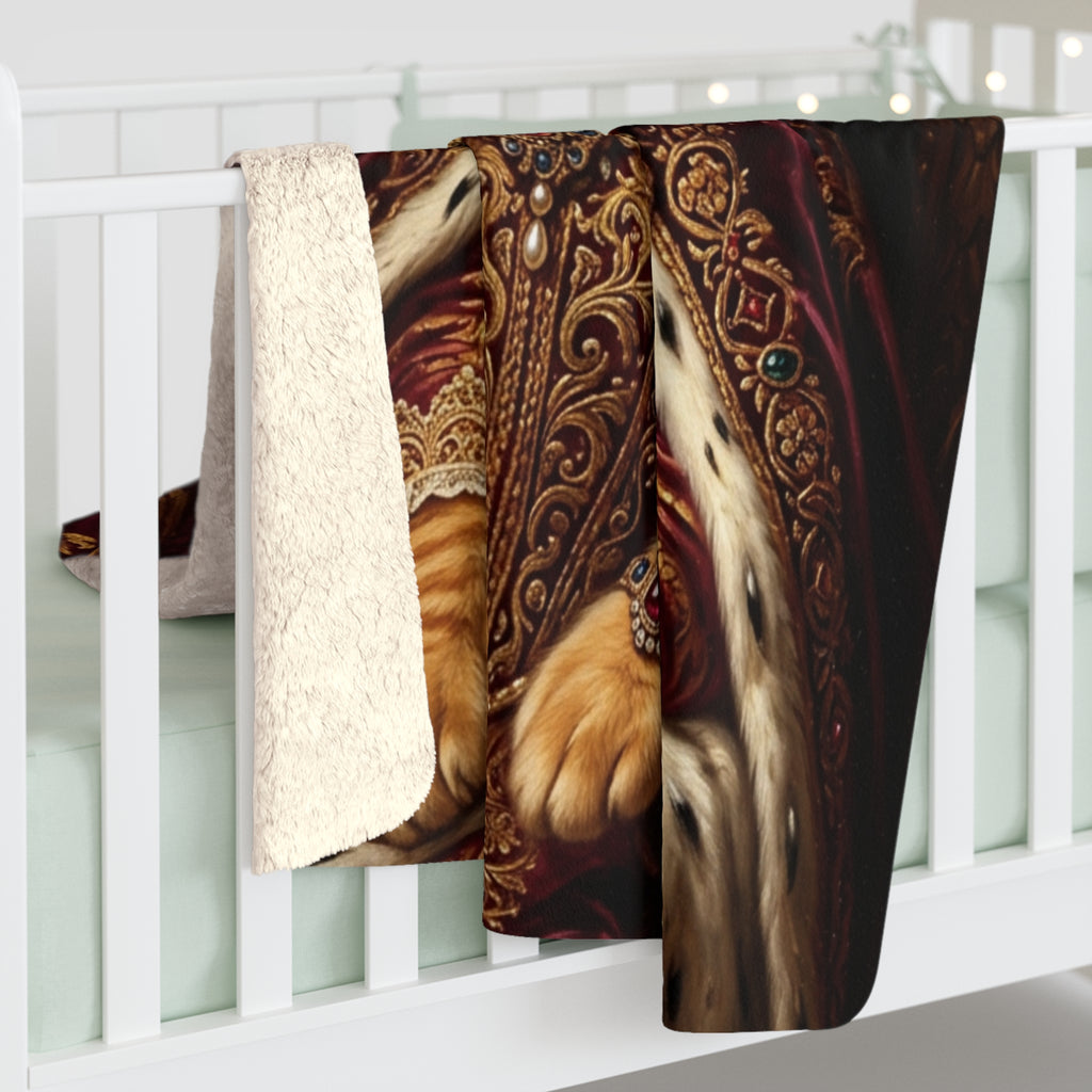 Custom Pet Portrait Blanket — Renaissance Royal — Sherpa Fleece