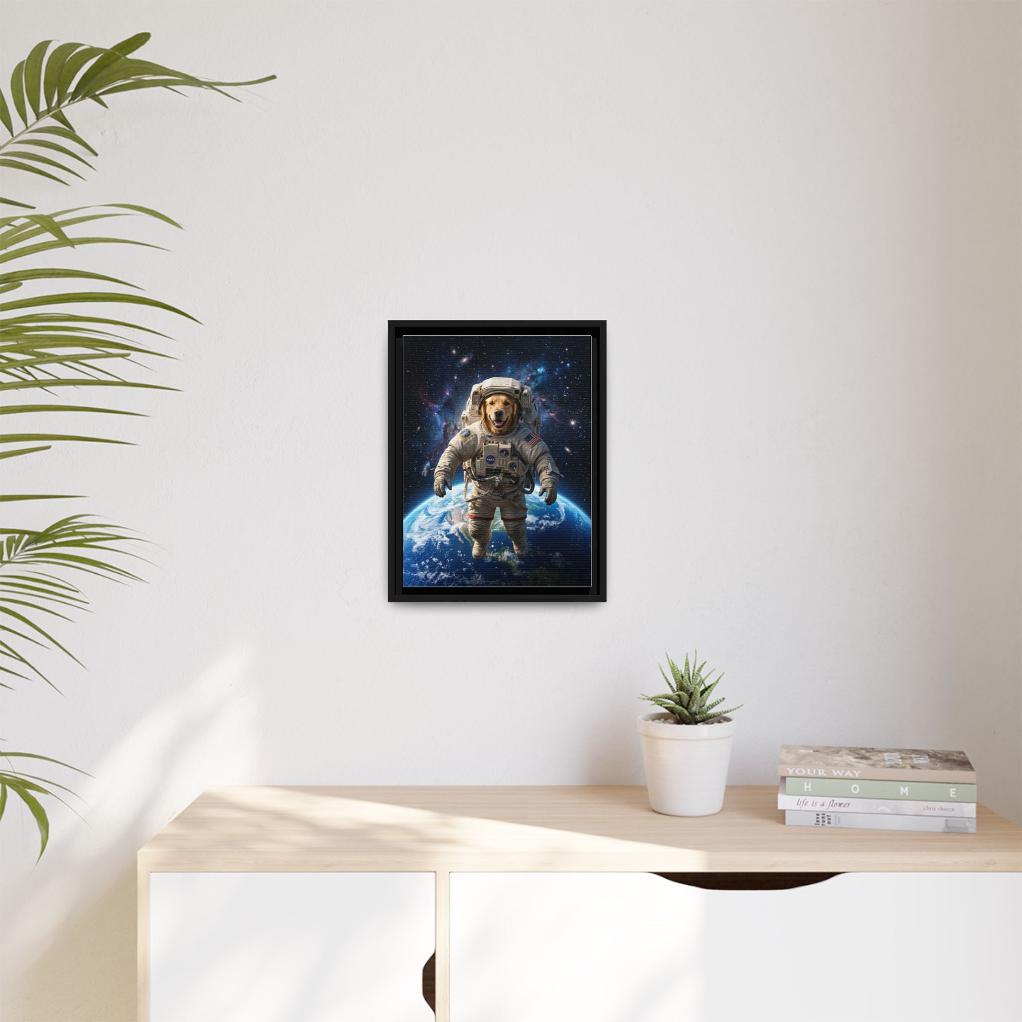 Custom Pet Portrait — Astronaut — Framed Canvas