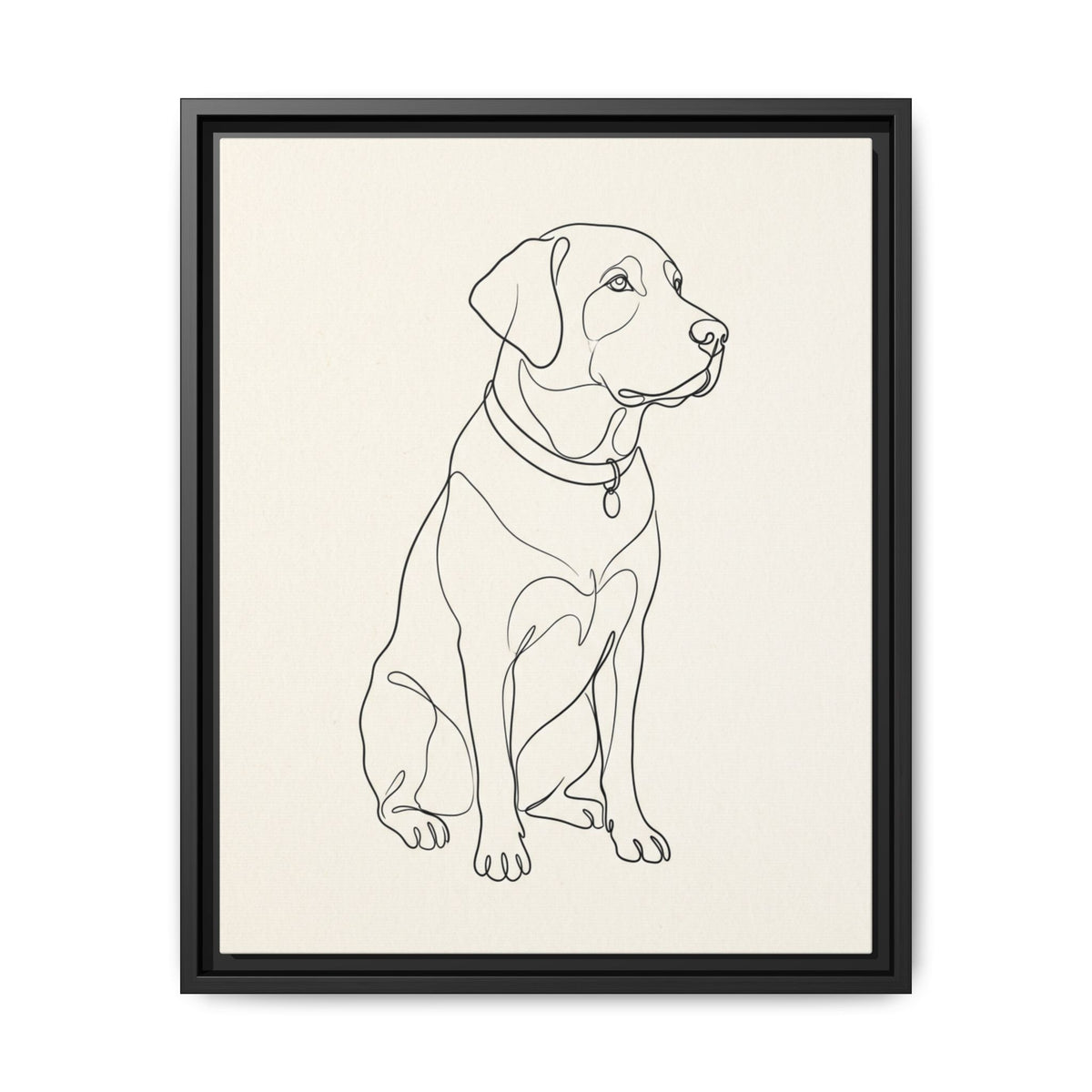Custom Pet Portrait — Minimalist Line Art — Framed Canvas