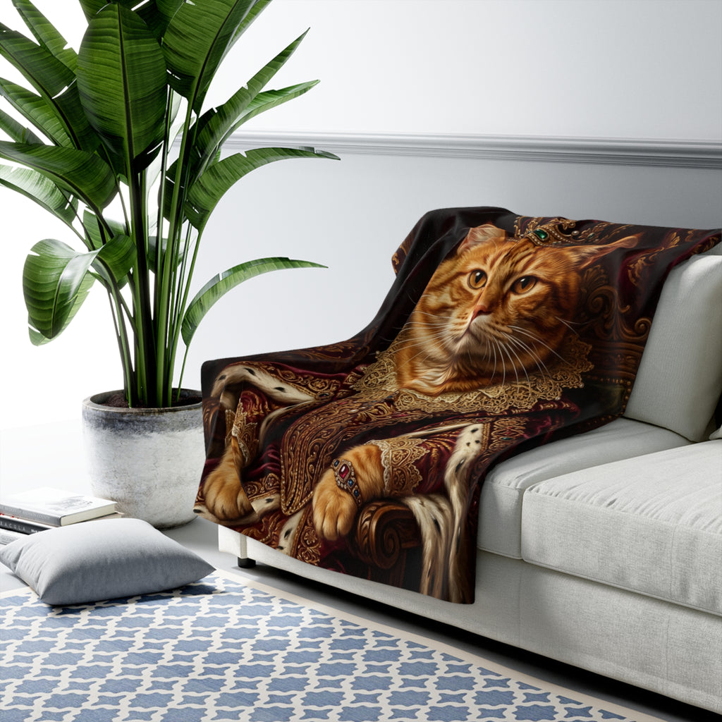 Custom Pet Portrait Blanket — Renaissance Royal — Sherpa Fleece