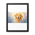 Custom Pet Portrait — Watercolor with Florals — Framed Canvas