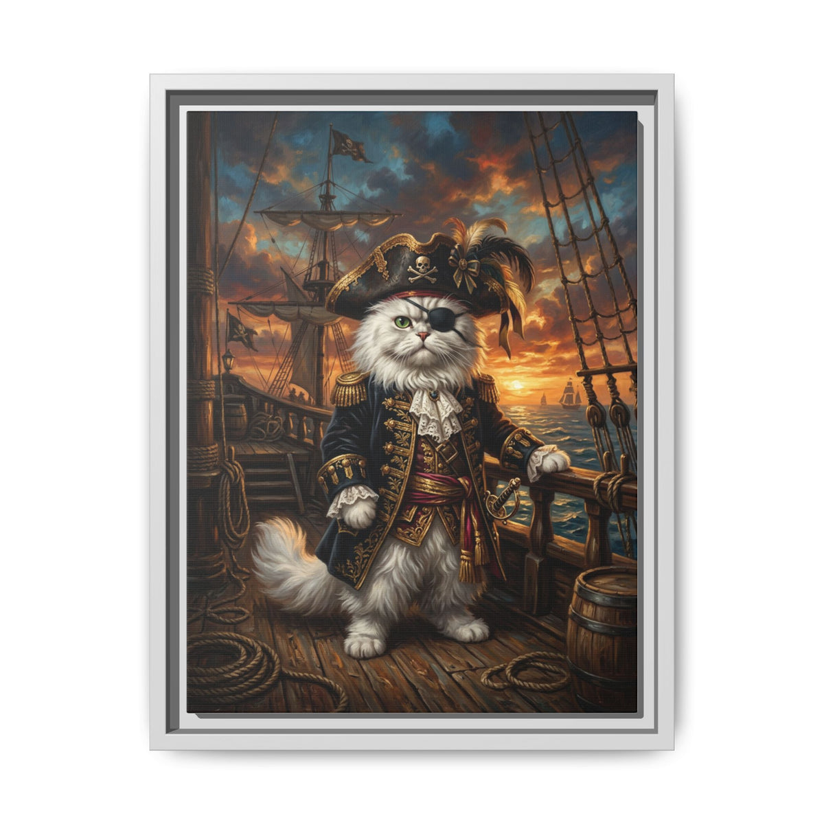 Custom Pet Portrait — Pirate Captain — Framed Canvas