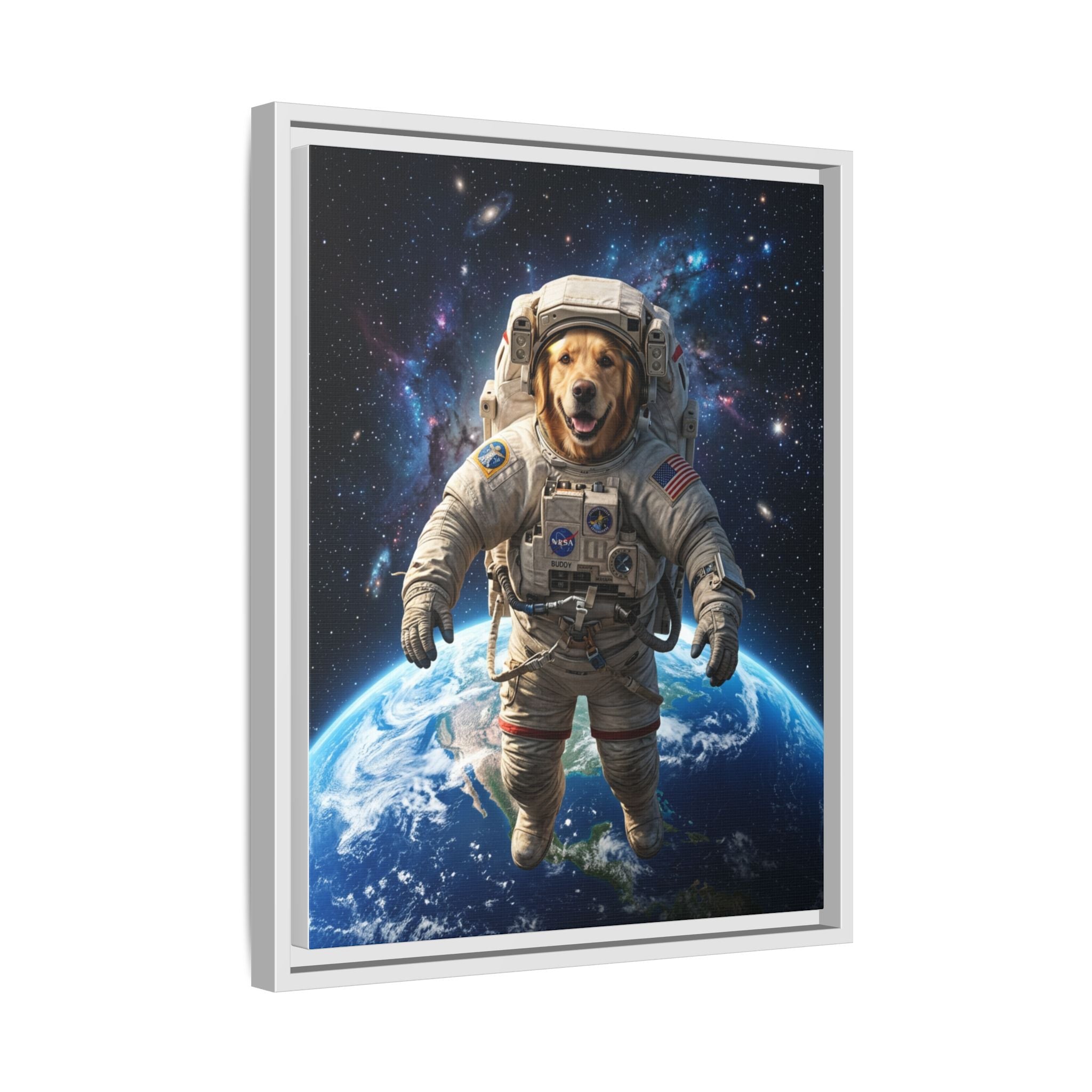 Custom Pet Portrait — Astronaut — Framed Canvas