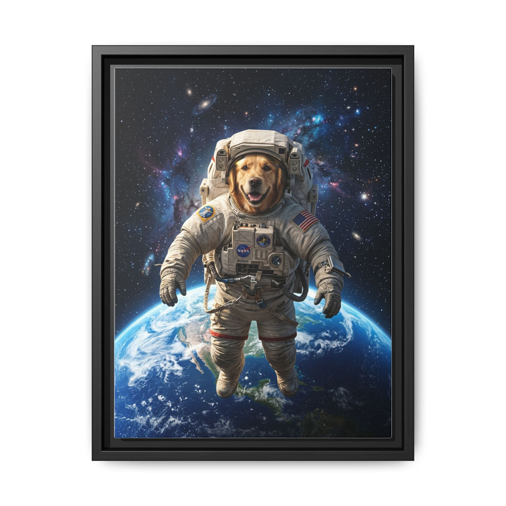 Custom Pet Portrait — Astronaut — Framed Canvas