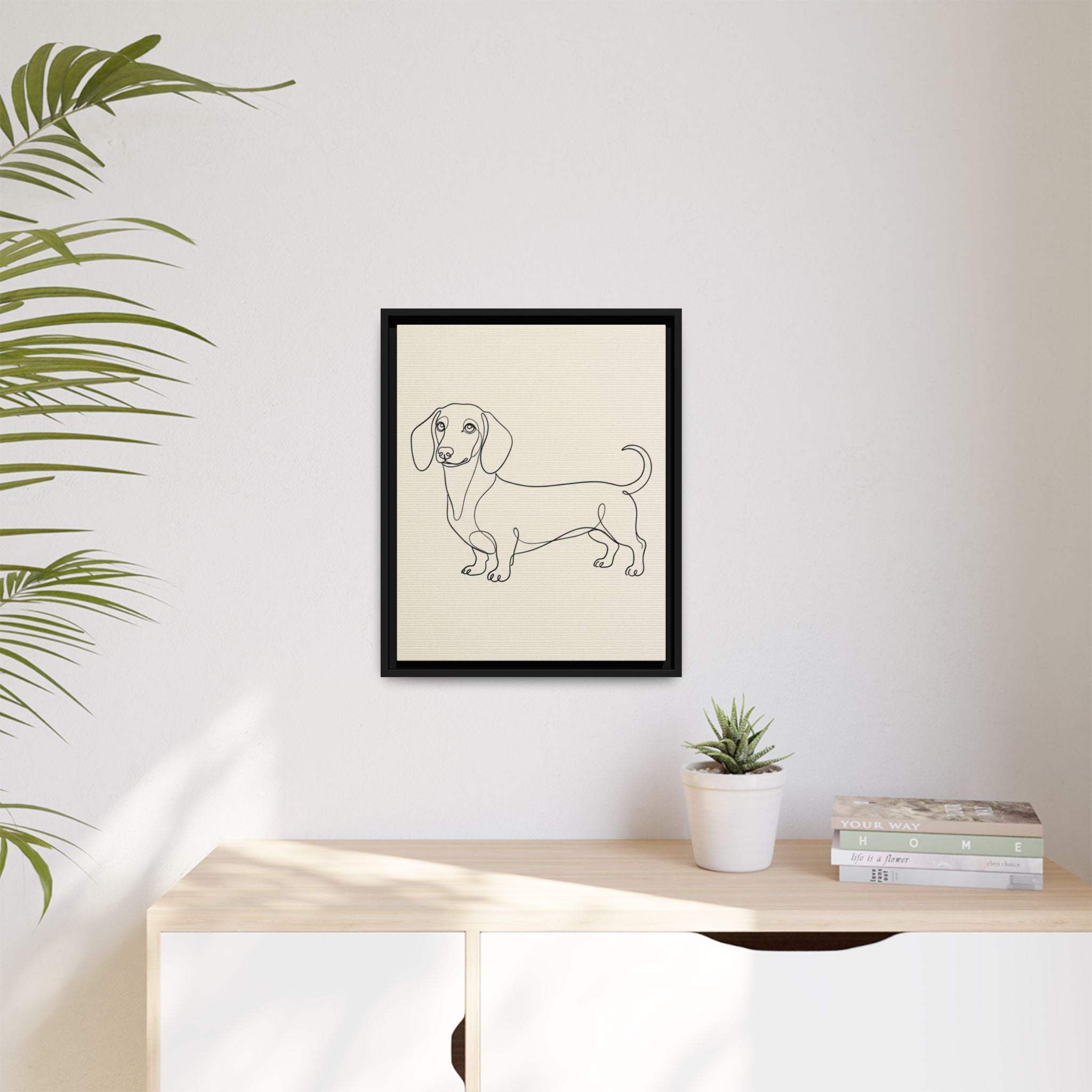Custom Pet Portrait — Minimalist Line Art — Framed Canvas