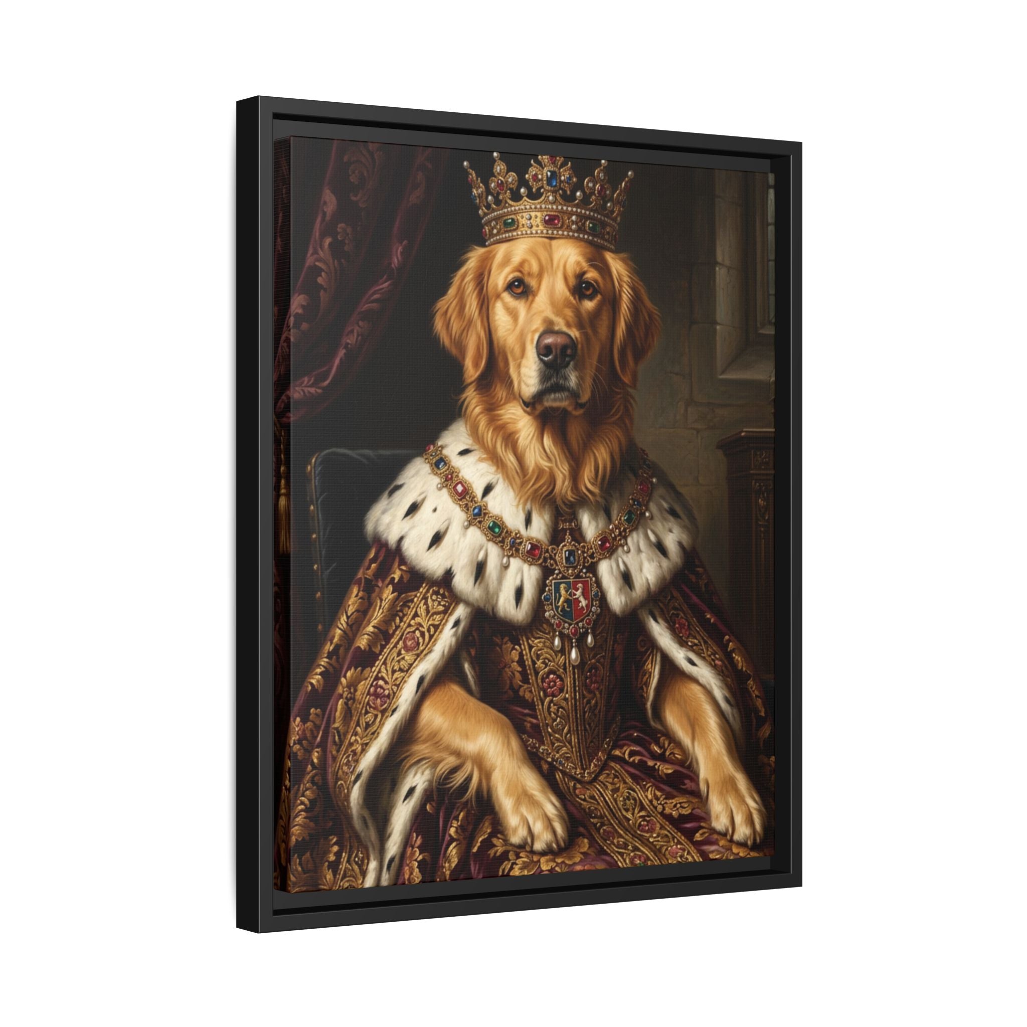 Custom Pet Portrait — Renaissance Royal — Framed Canvas