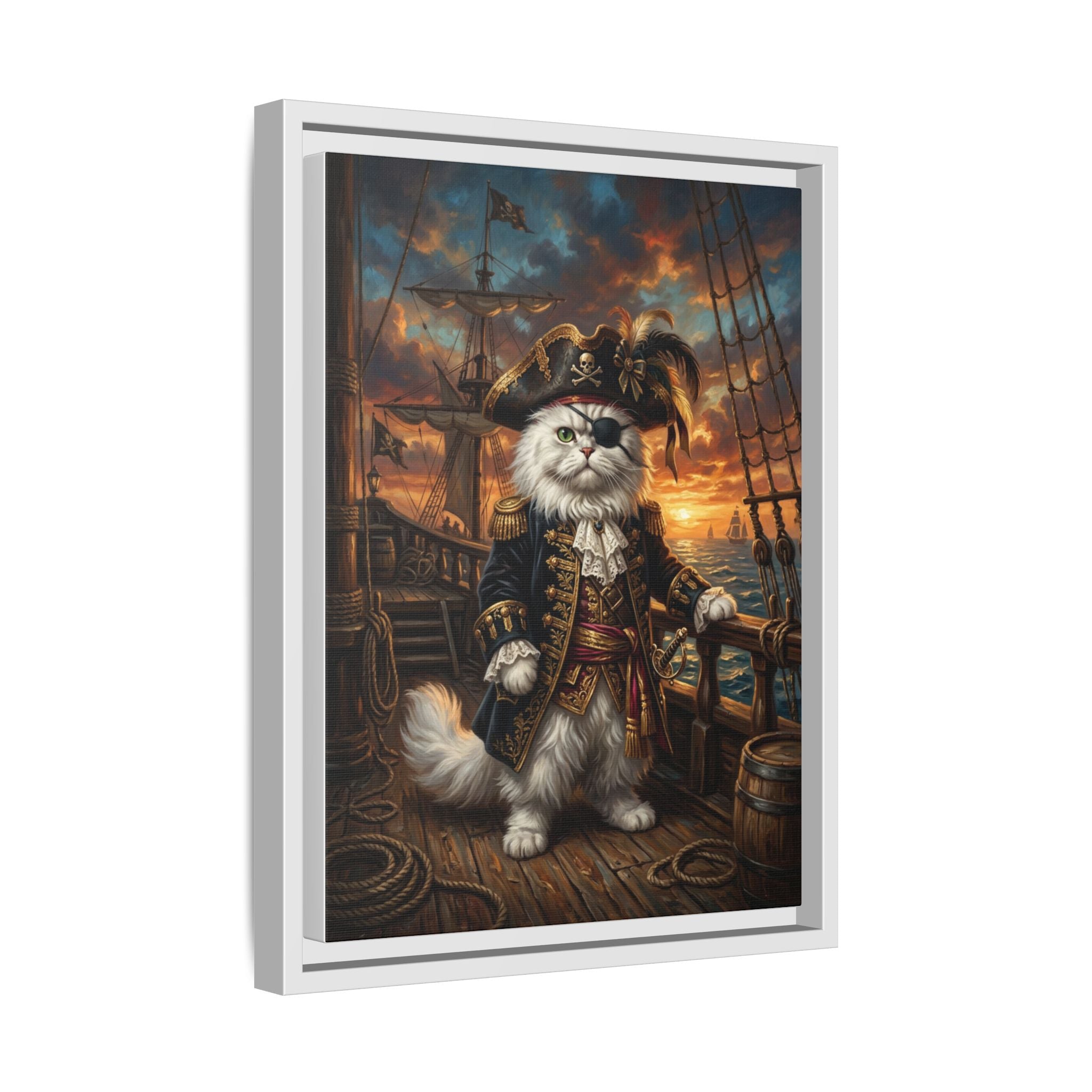 Custom Pet Portrait — Pirate Captain — Framed Canvas