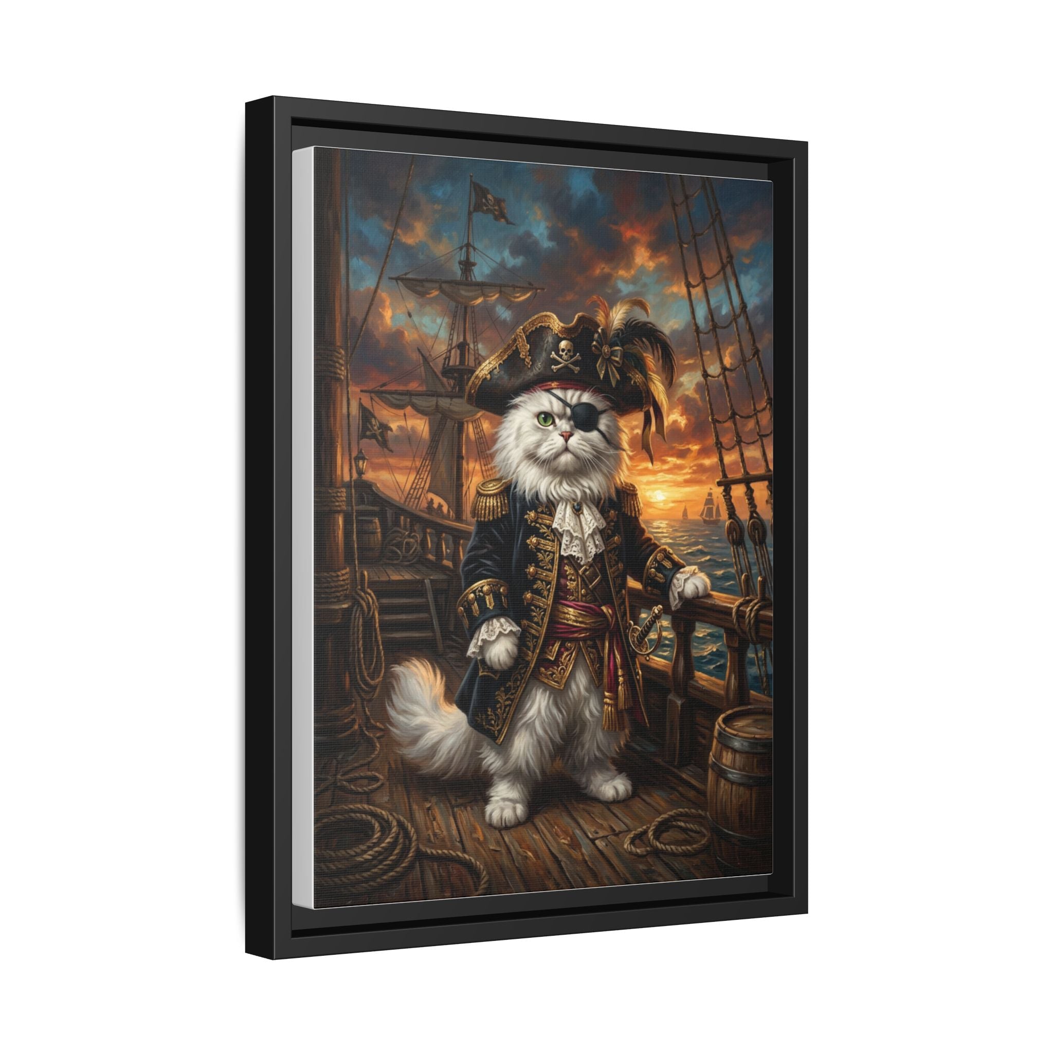 Custom Pet Portrait — Pirate Captain — Framed Canvas