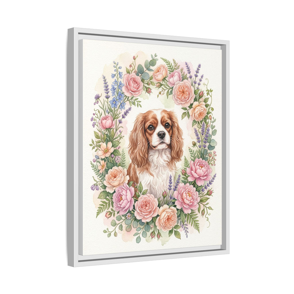 Custom Pet Portrait — Floral Garden — Framed Canvas