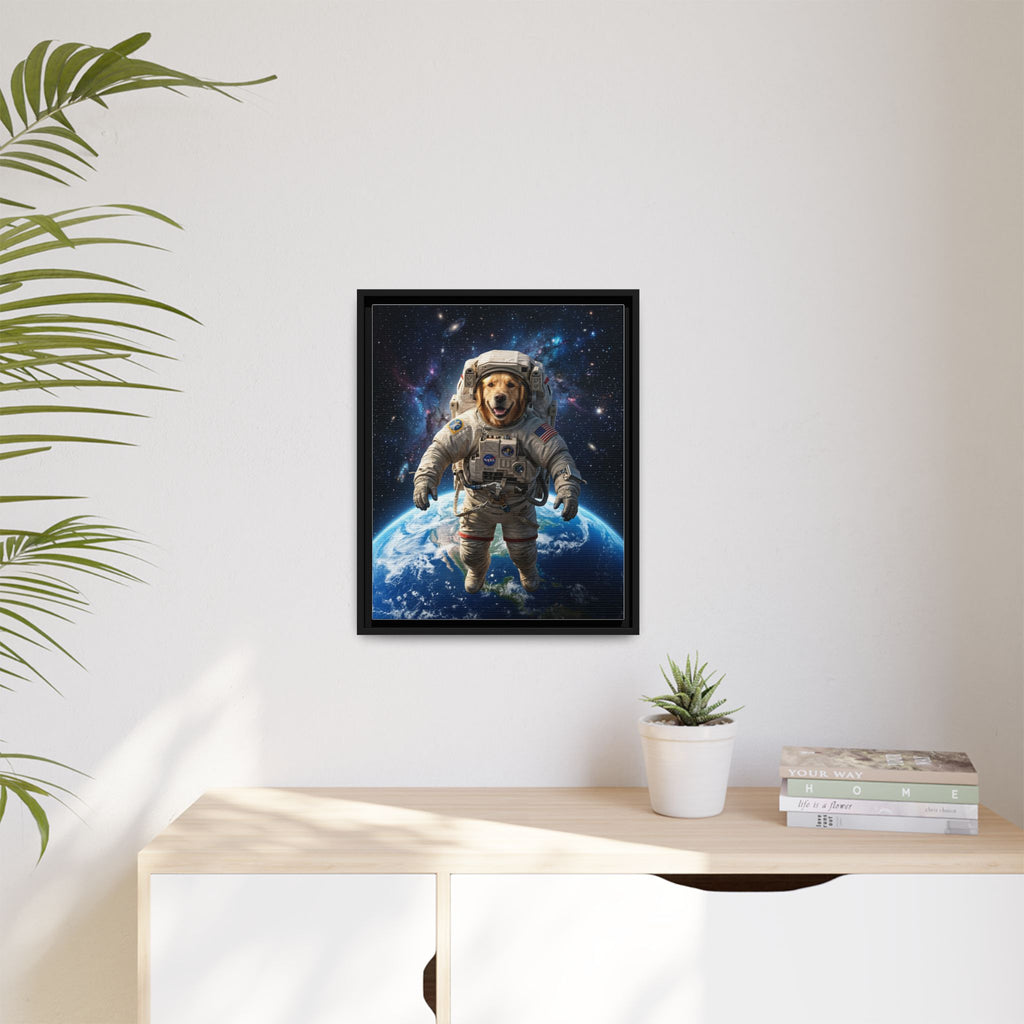 Custom Pet Portrait — Astronaut — Framed Canvas
