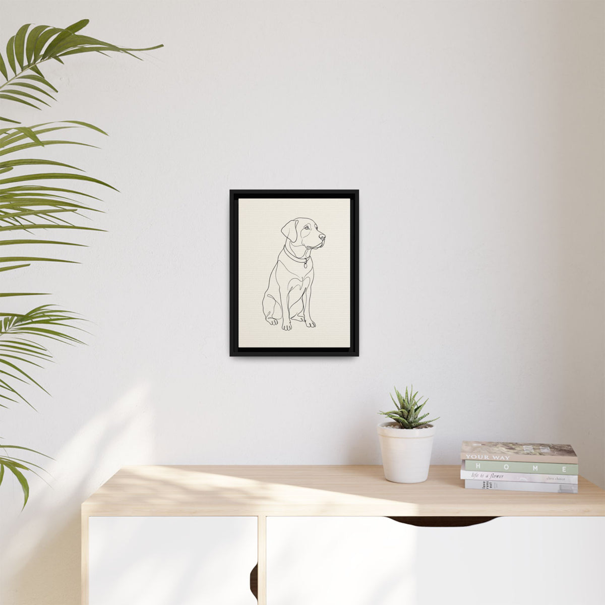 Custom Pet Portrait — Minimalist Line Art — Framed Canvas
