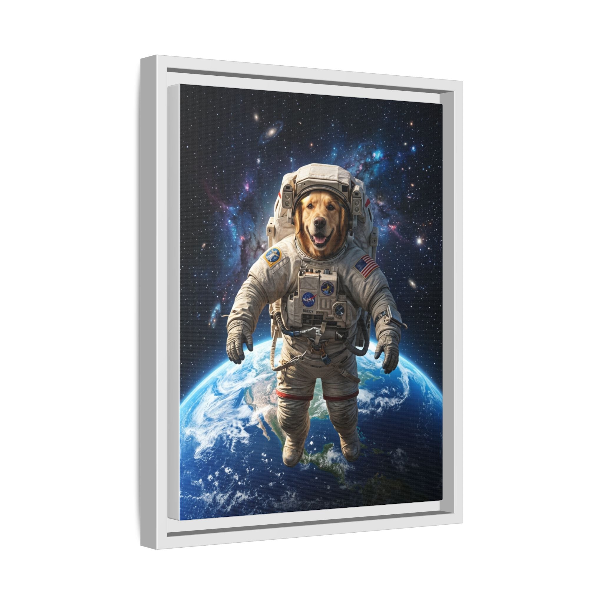 Custom Pet Portrait — Astronaut — Framed Canvas