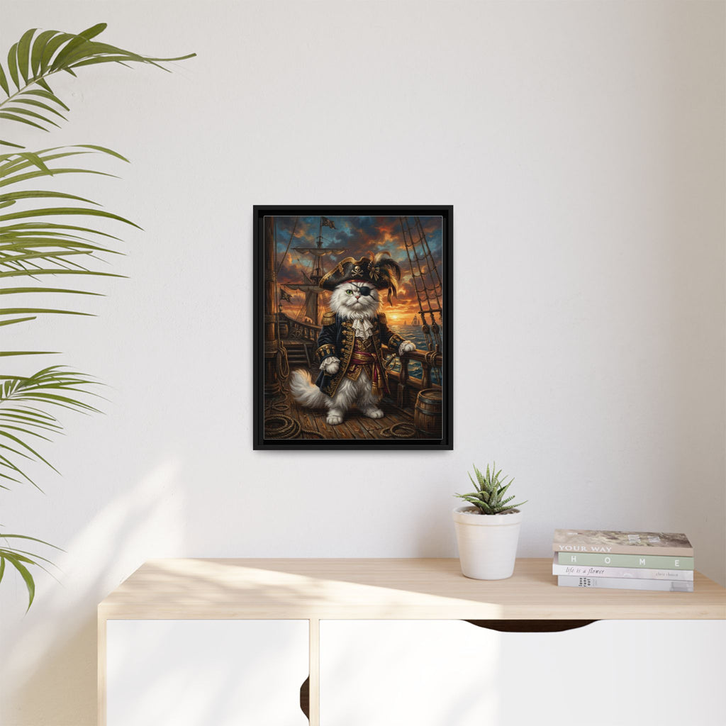 Custom Pet Portrait — Pirate Captain — Framed Canvas