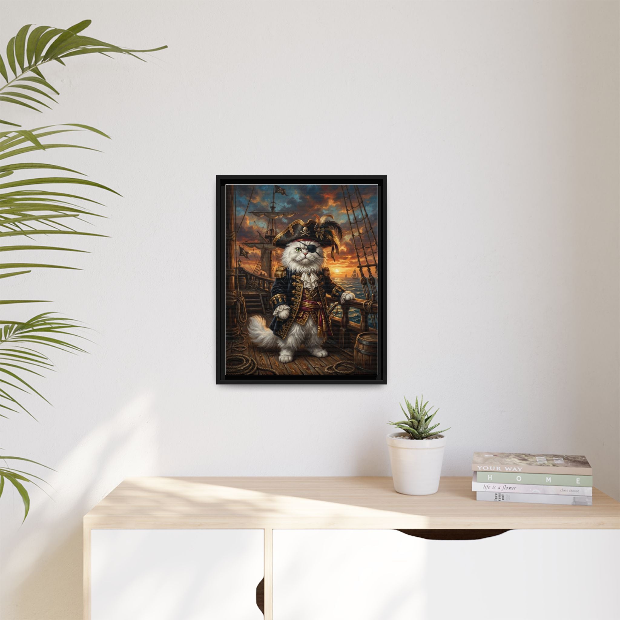 Custom Pet Portrait — Pirate Captain — Framed Canvas