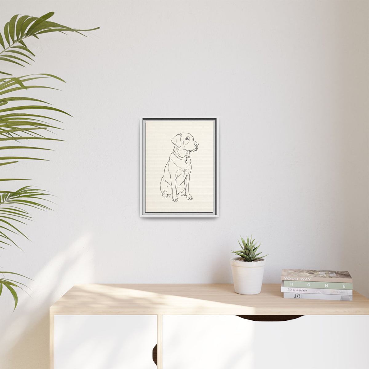 Custom Pet Portrait — Minimalist Line Art — Framed Canvas