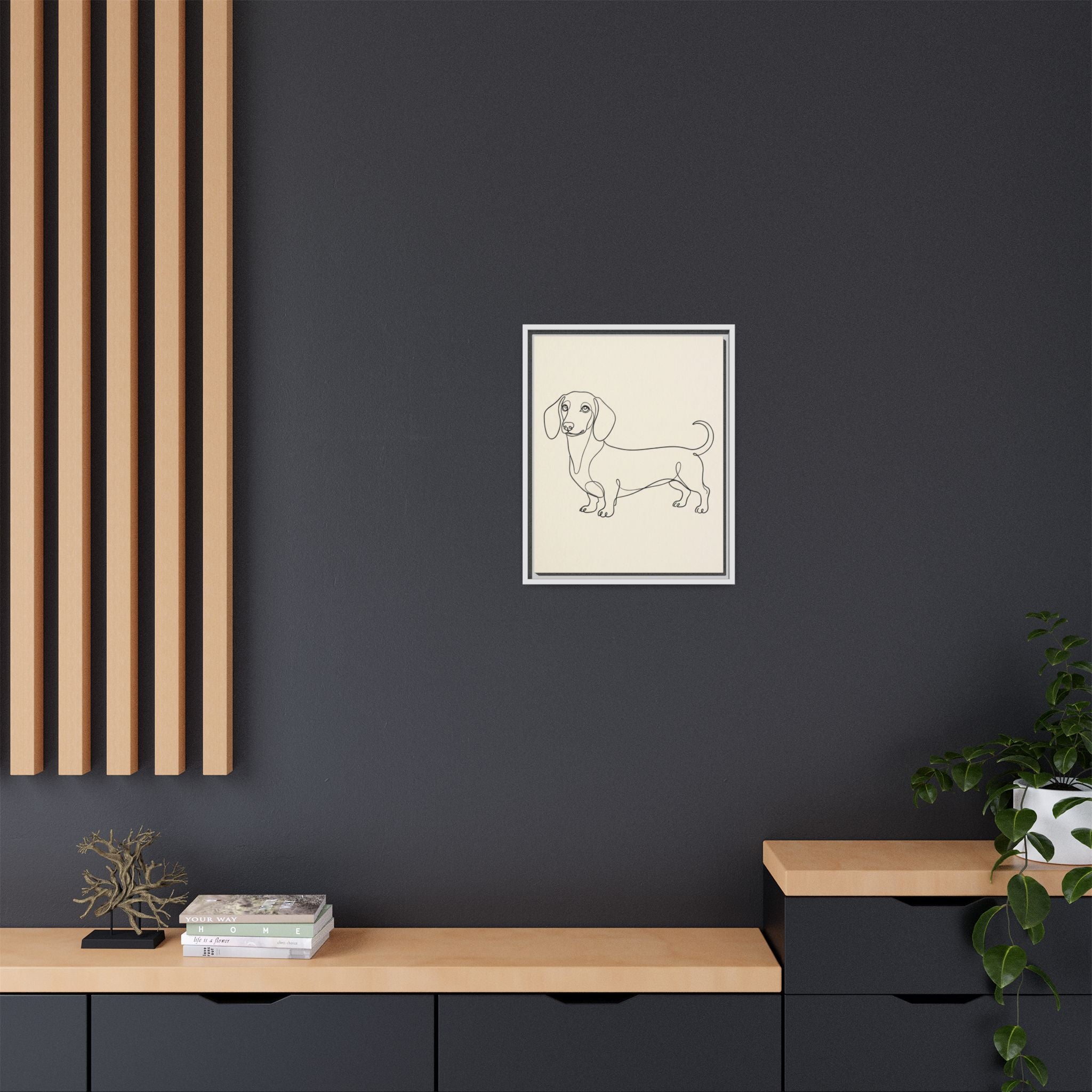 Custom Pet Portrait — Minimalist Line Art — Framed Canvas