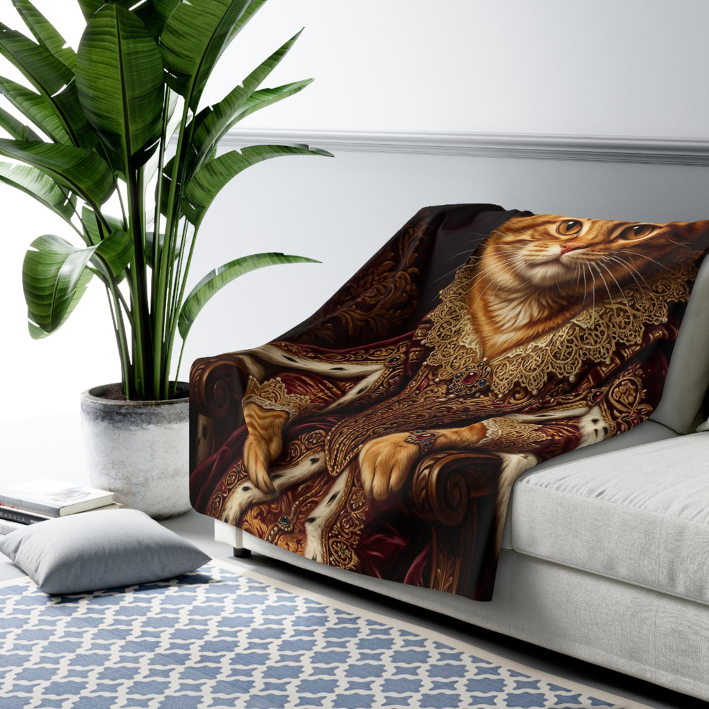 Custom Pet Portrait Blanket — Renaissance Royal — Sherpa Fleece