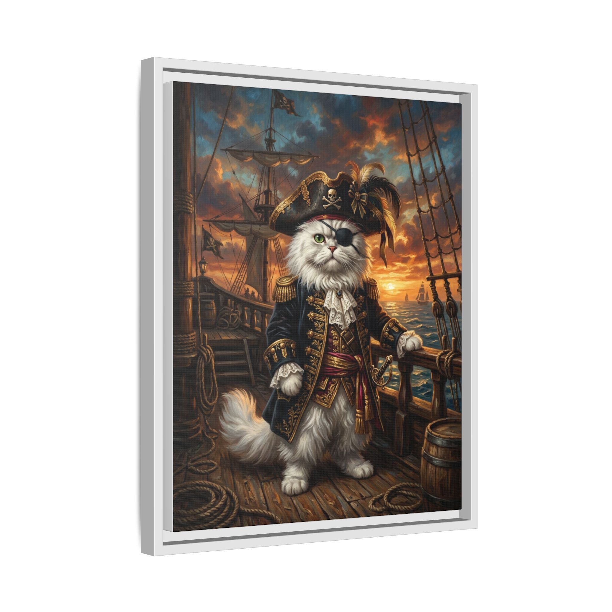 Custom Pet Portrait — Pirate Captain — Framed Canvas