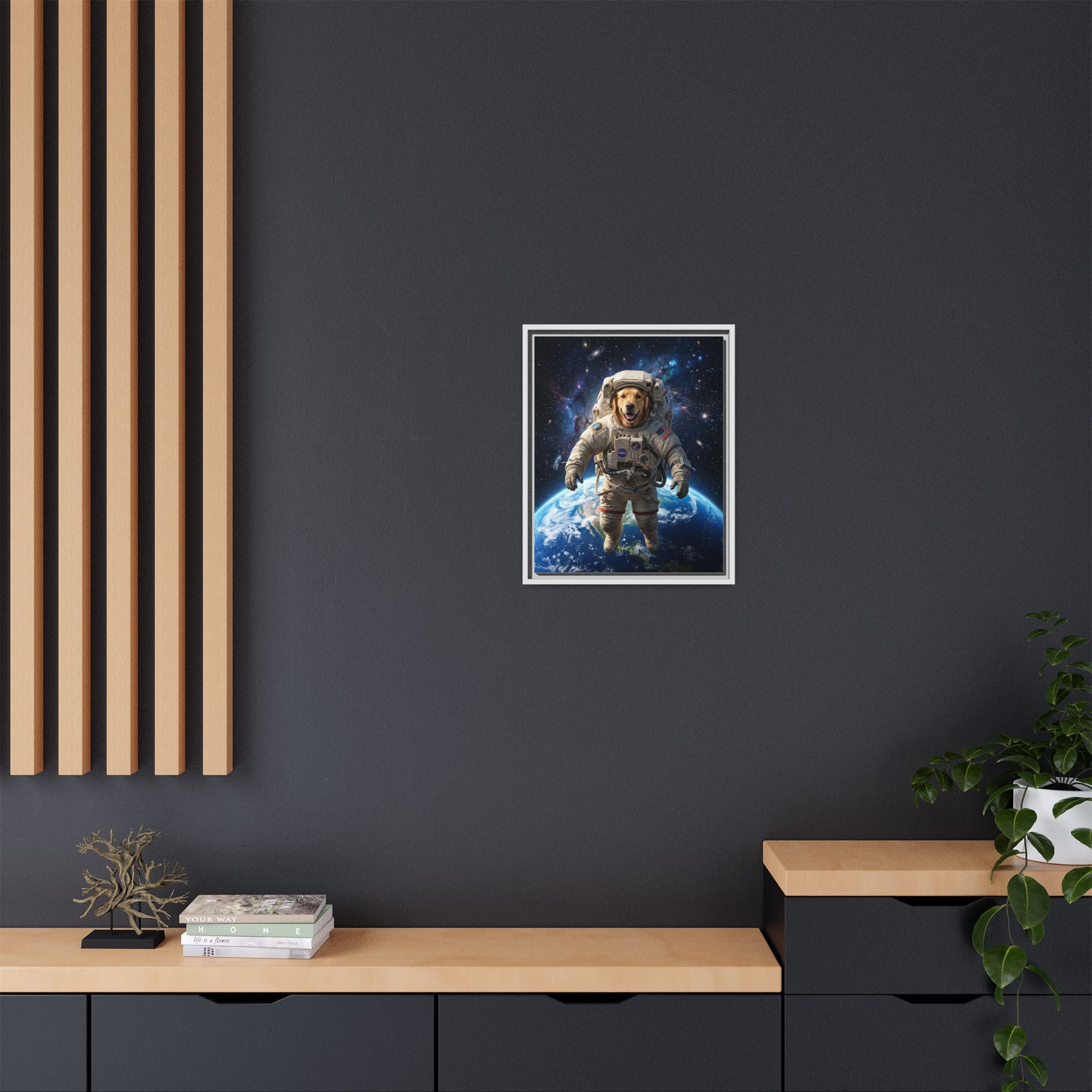 Custom Pet Portrait — Astronaut — Framed Canvas