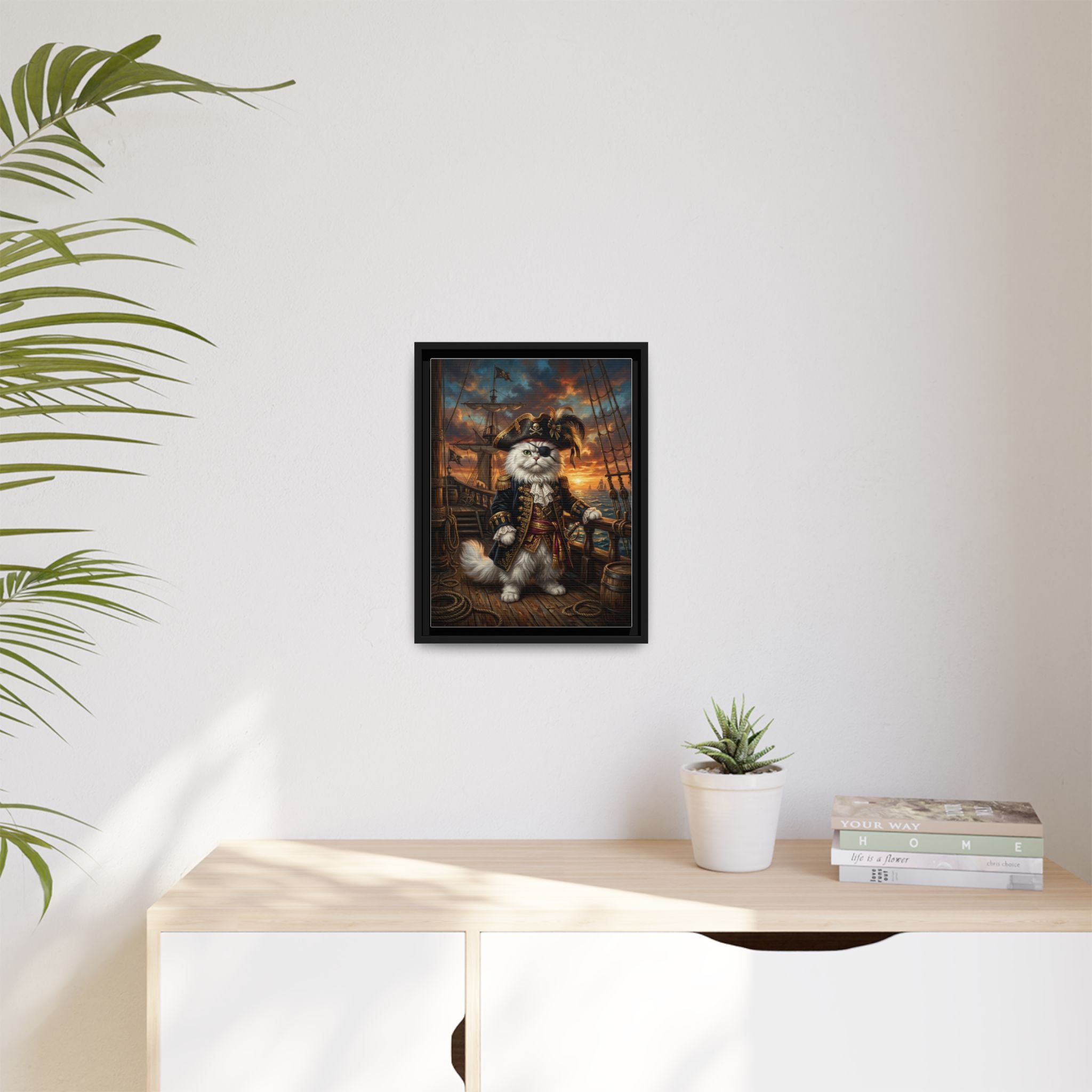 Custom Pet Portrait — Pirate Captain — Framed Canvas
