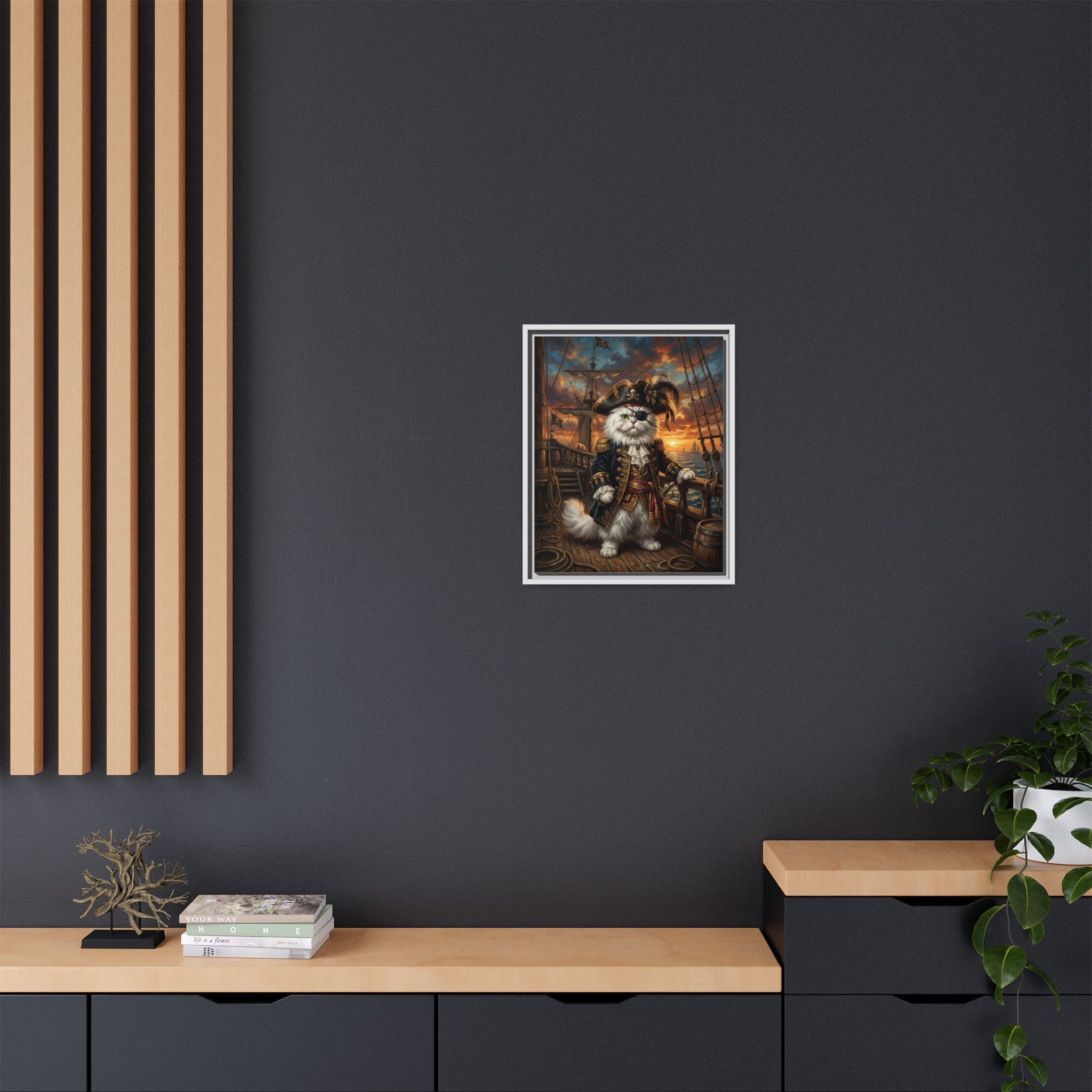 Custom Pet Portrait — Pirate Captain — Framed Canvas