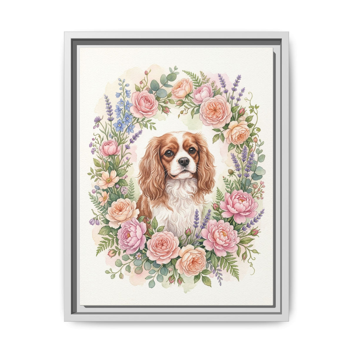 Custom Pet Portrait — Floral Garden — Framed Canvas