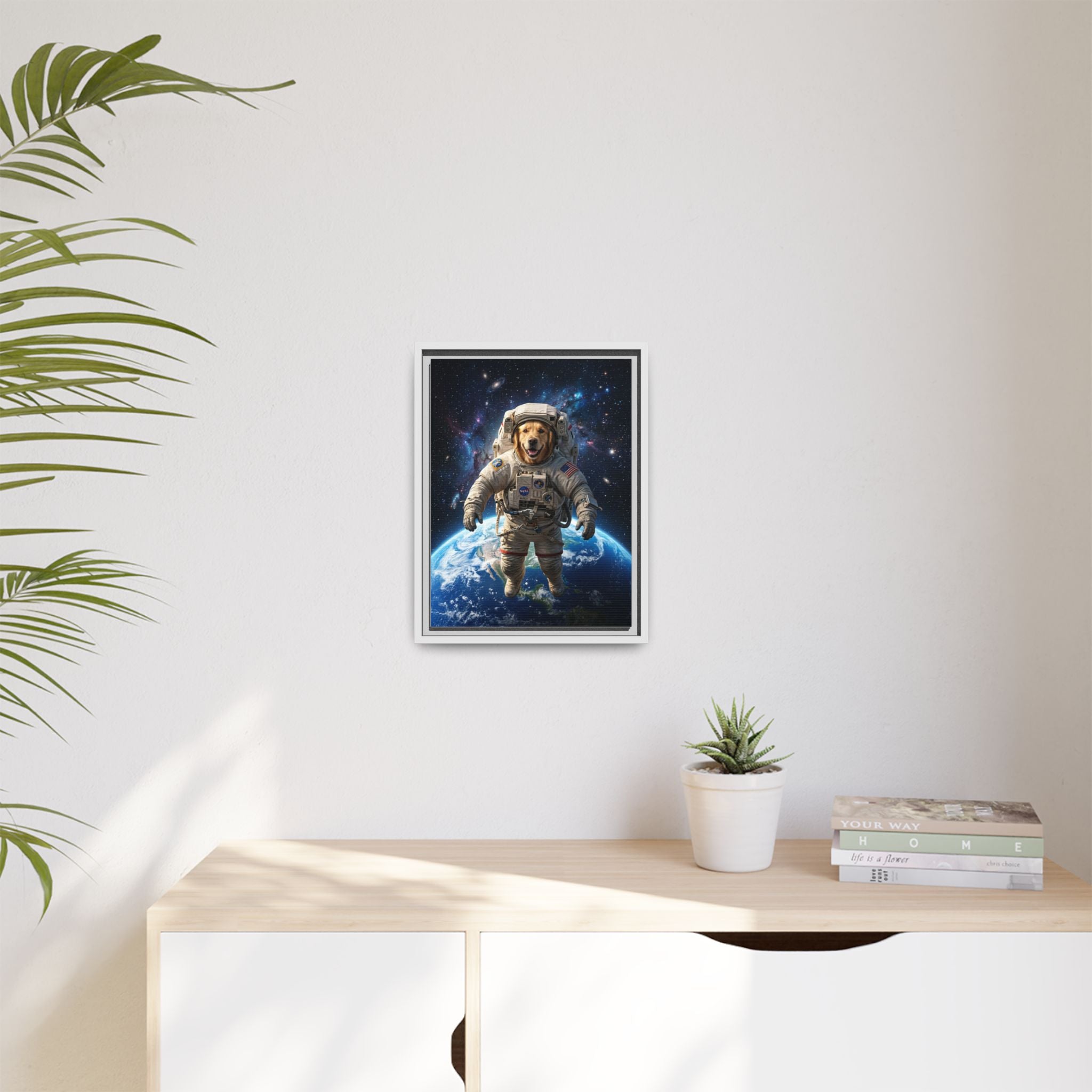 Custom Pet Portrait — Astronaut — Framed Canvas