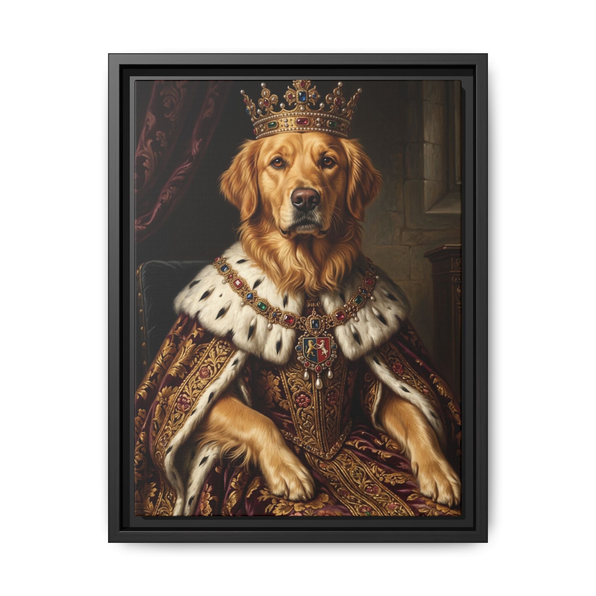 Custom Pet Portrait — Renaissance Royal — Framed Canvas