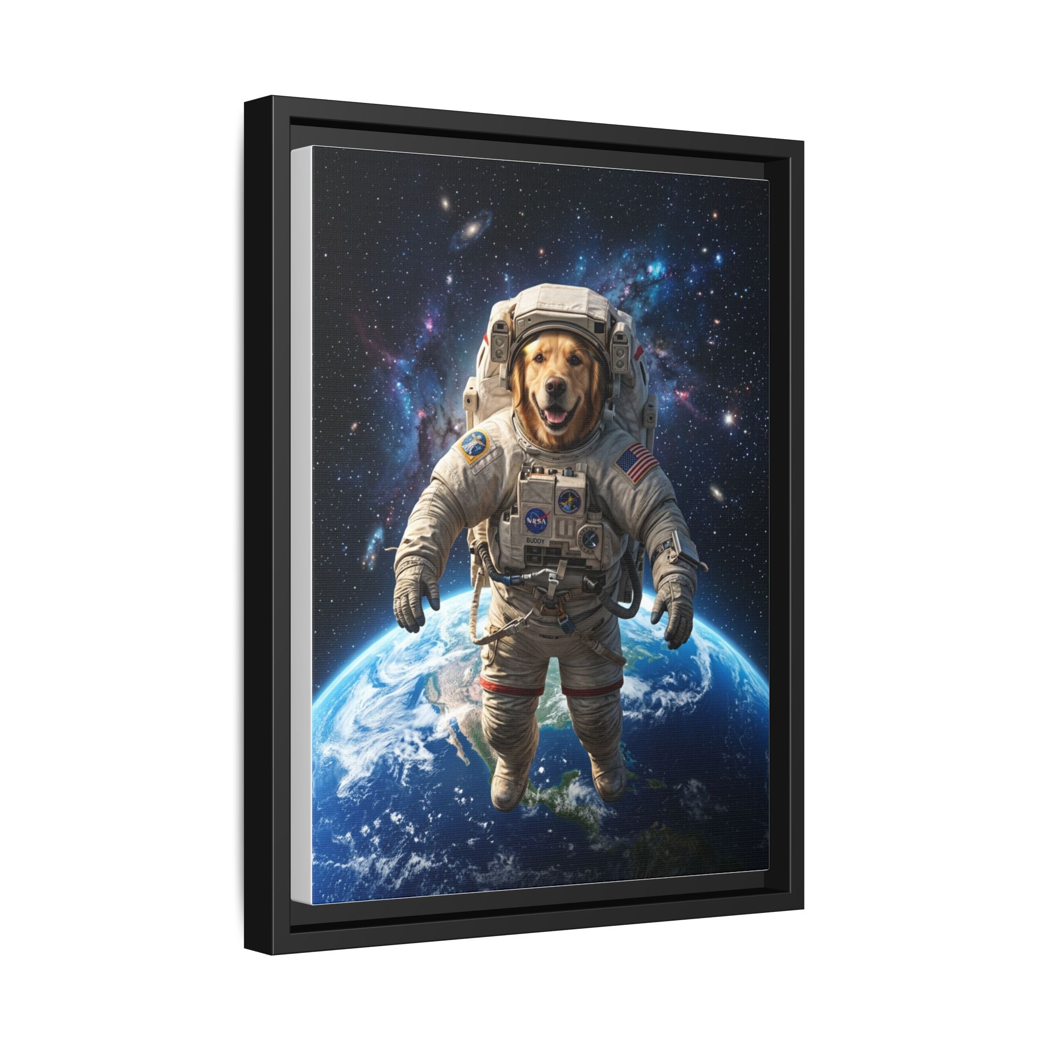 Custom Pet Portrait — Astronaut — Framed Canvas