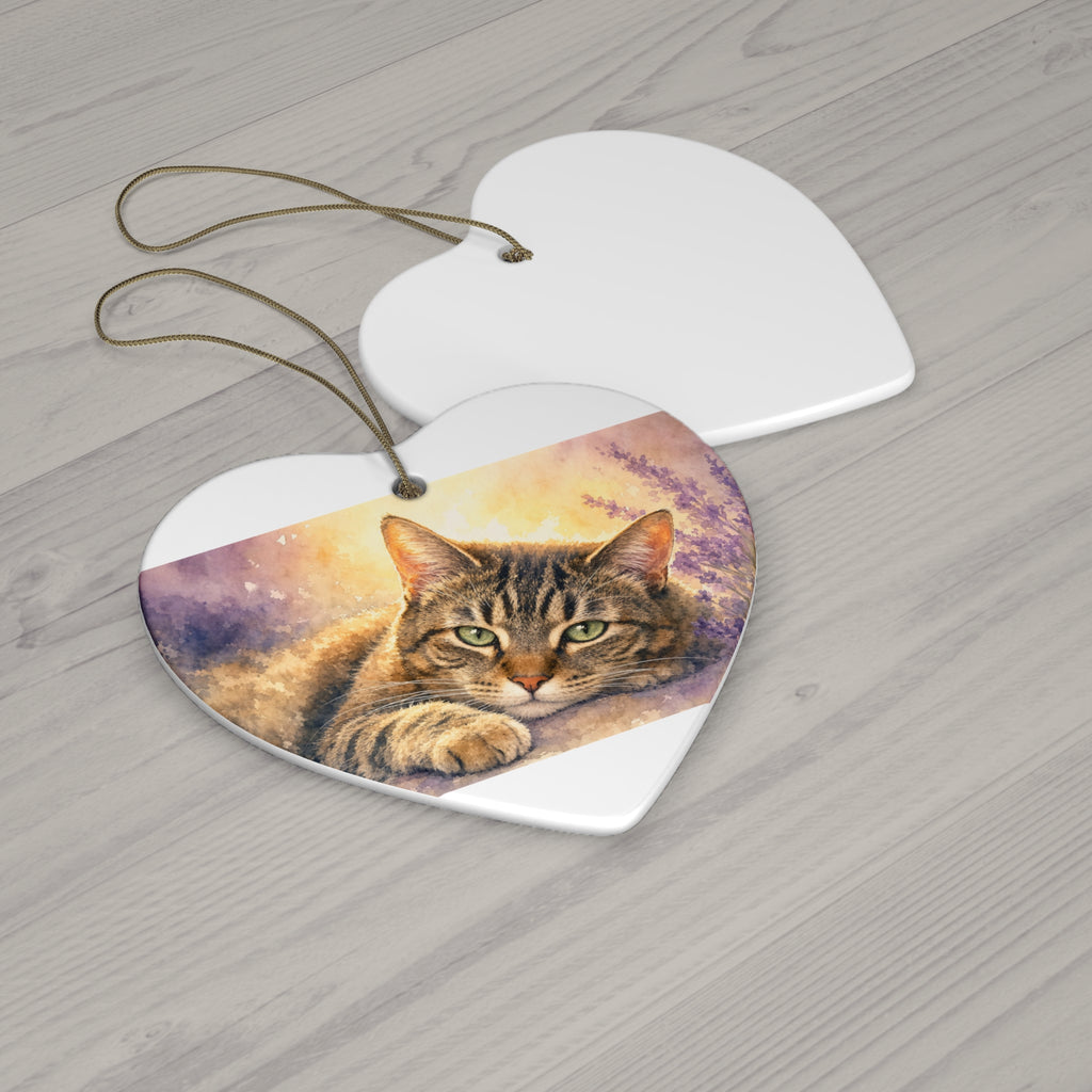 Memorial Pet Portrait — Ceramic Heart Ornament