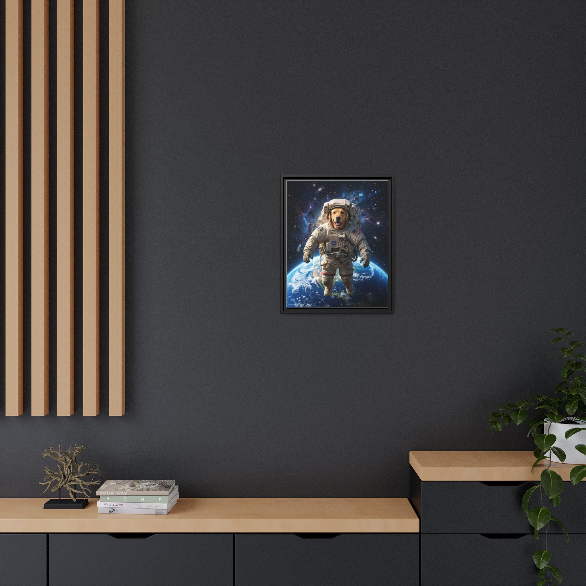 Custom Pet Portrait — Astronaut — Framed Canvas