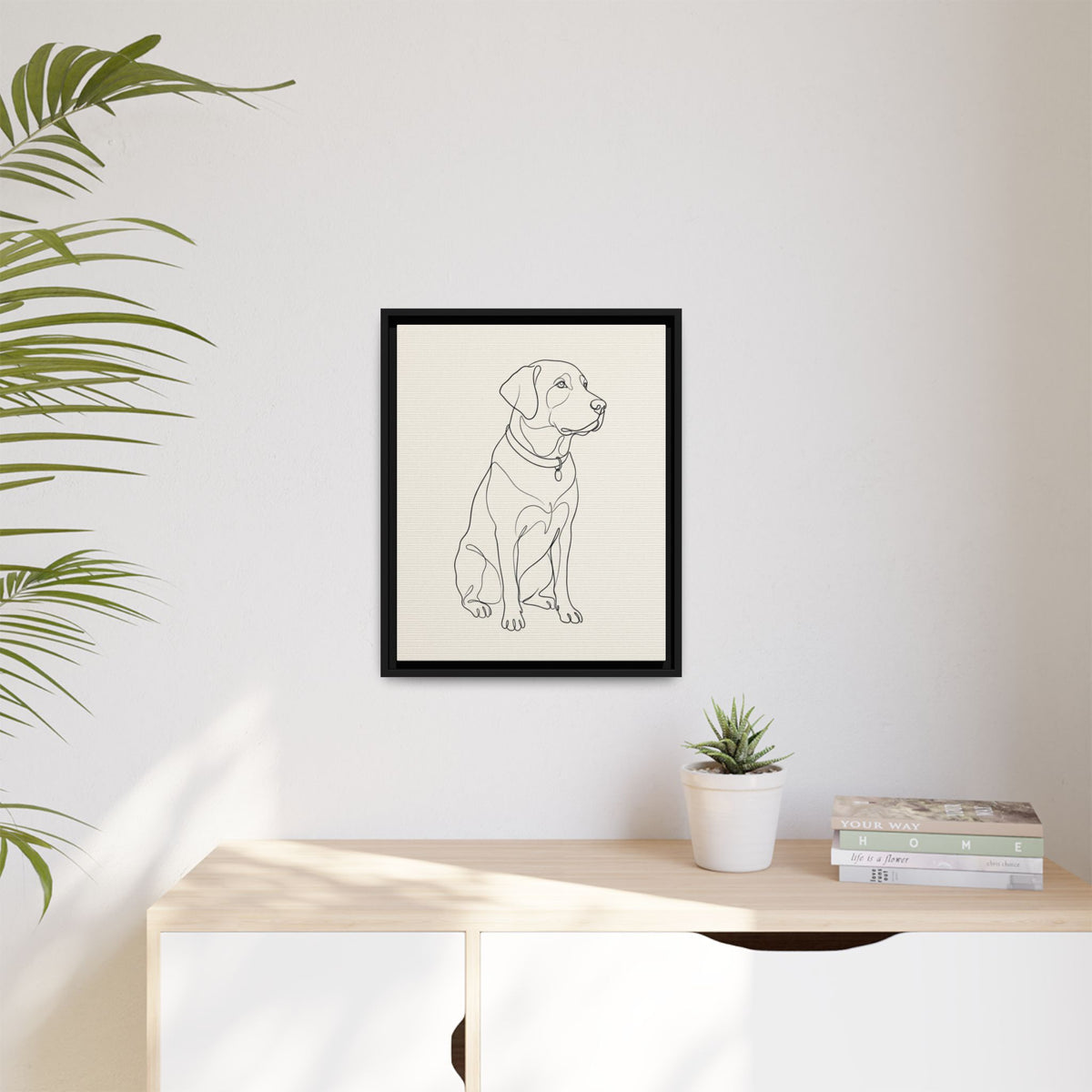 Custom Pet Portrait — Minimalist Line Art — Framed Canvas