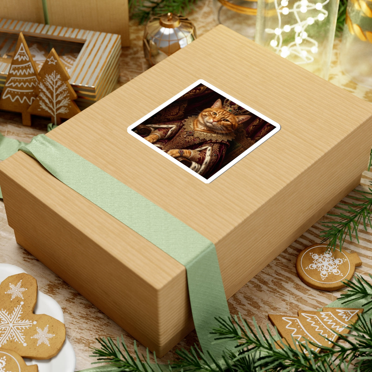 Custom Pet Portrait Stickers — Renaissance Royal — Kiss-Cut