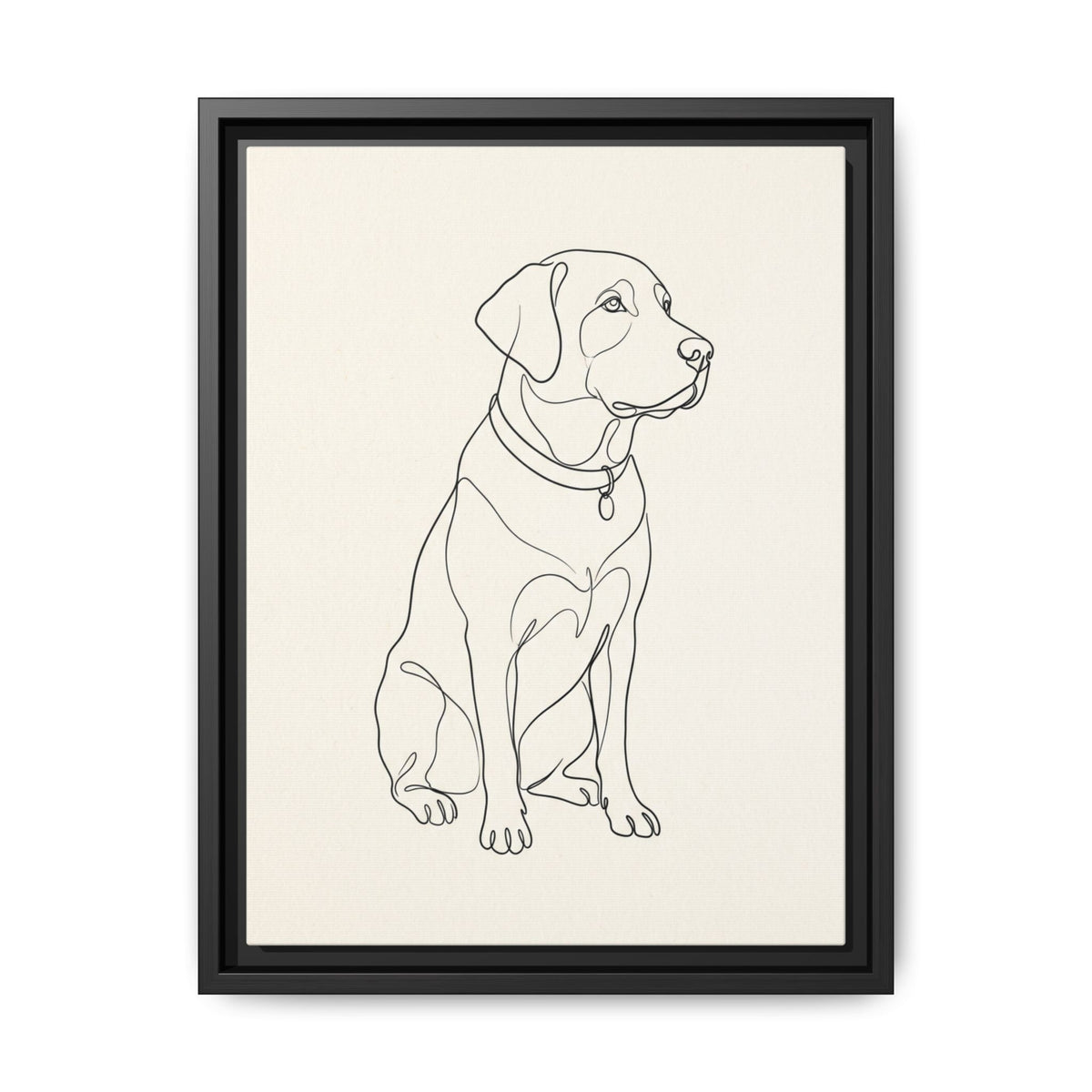 Custom Pet Portrait — Minimalist Line Art — Framed Canvas