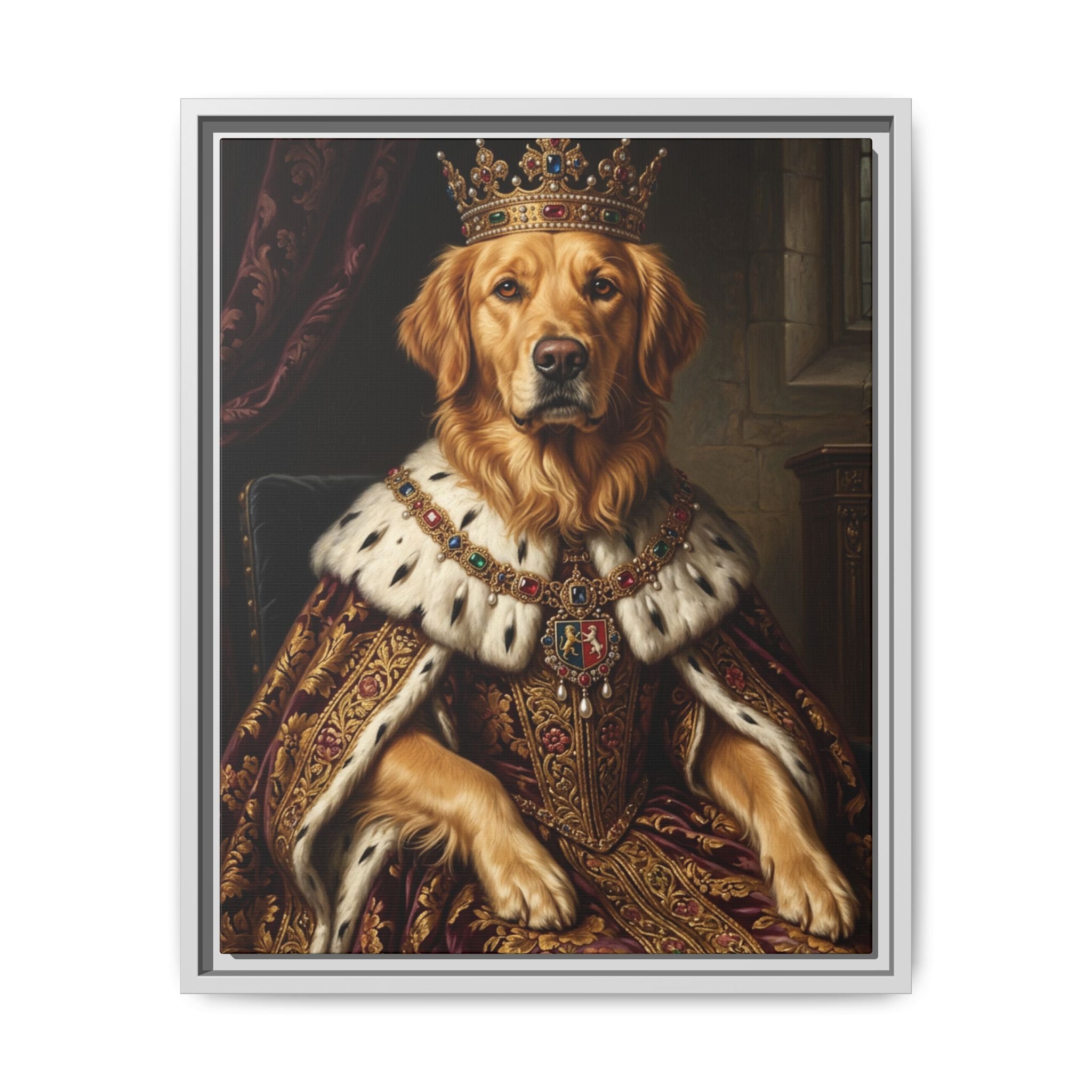 Custom Pet Portrait — Renaissance Royal — Framed Canvas