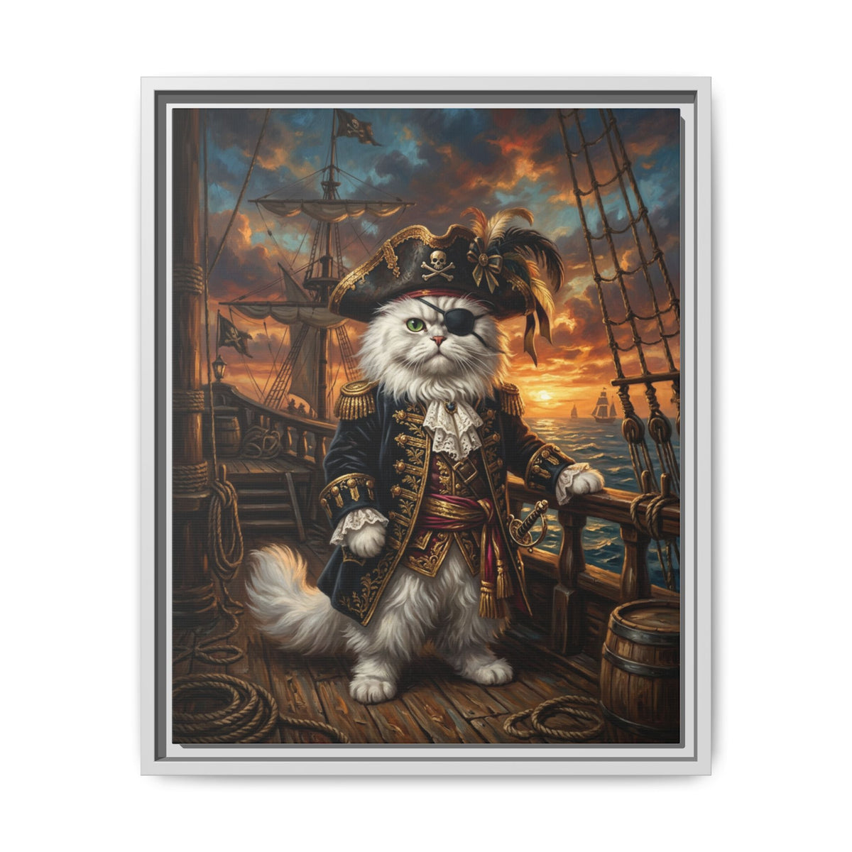 Custom Pet Portrait — Pirate Captain — Framed Canvas