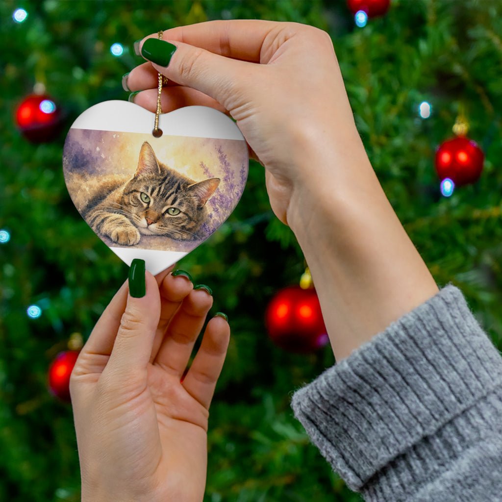 Memorial Pet Portrait — Ceramic Heart Ornament