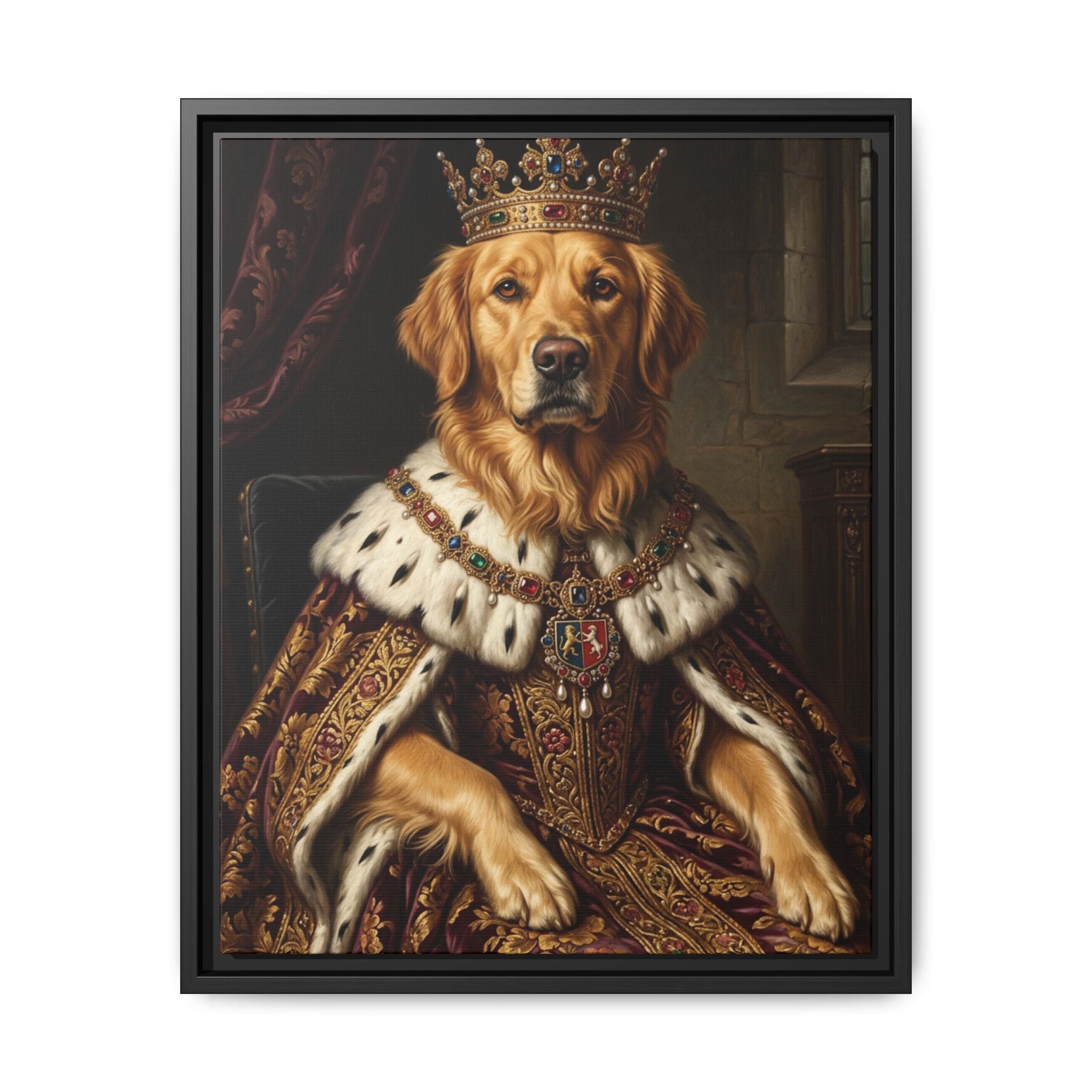 Custom Pet Portrait — Renaissance Royal — Framed Canvas