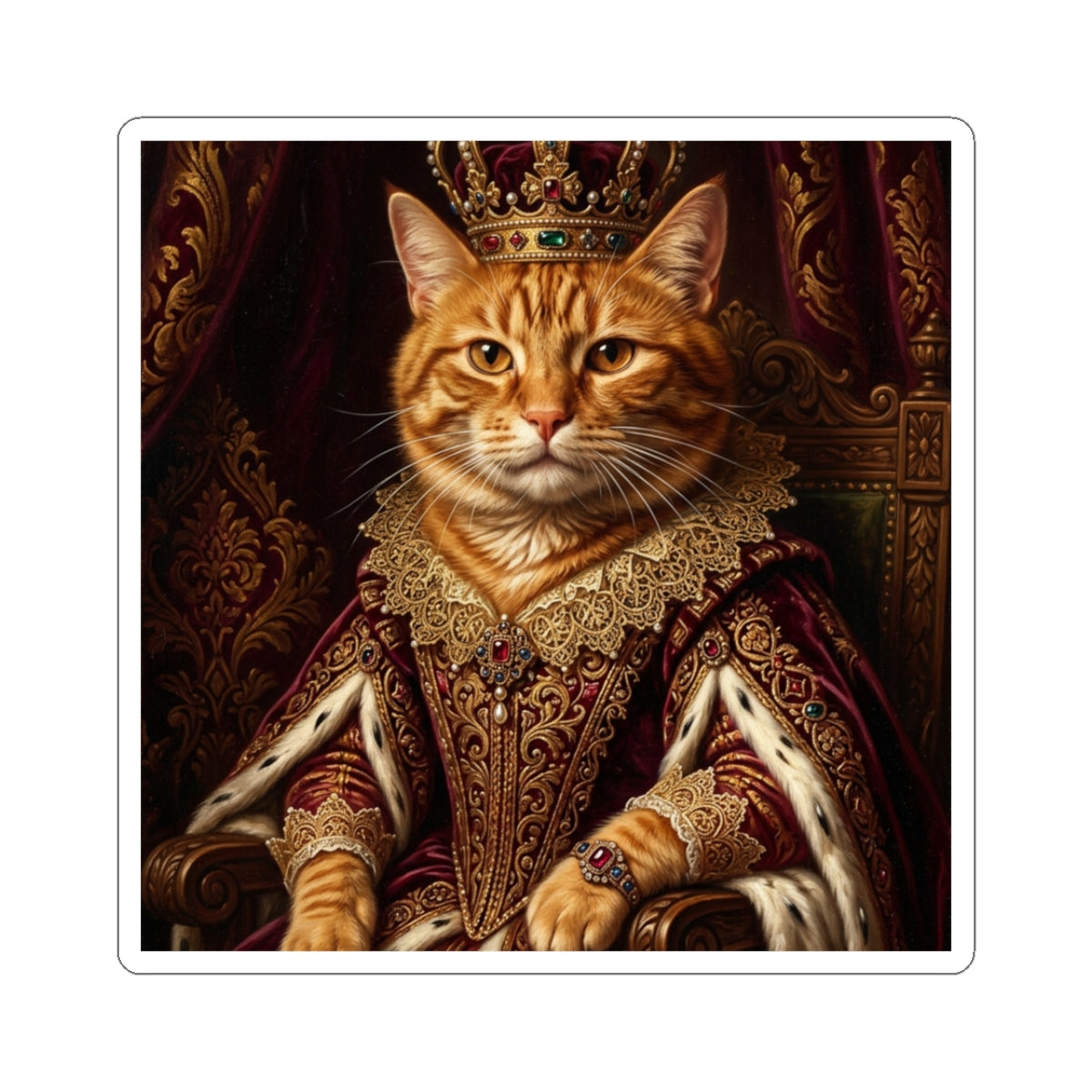 Custom Pet Portrait Stickers — Renaissance Royal — Kiss-Cut