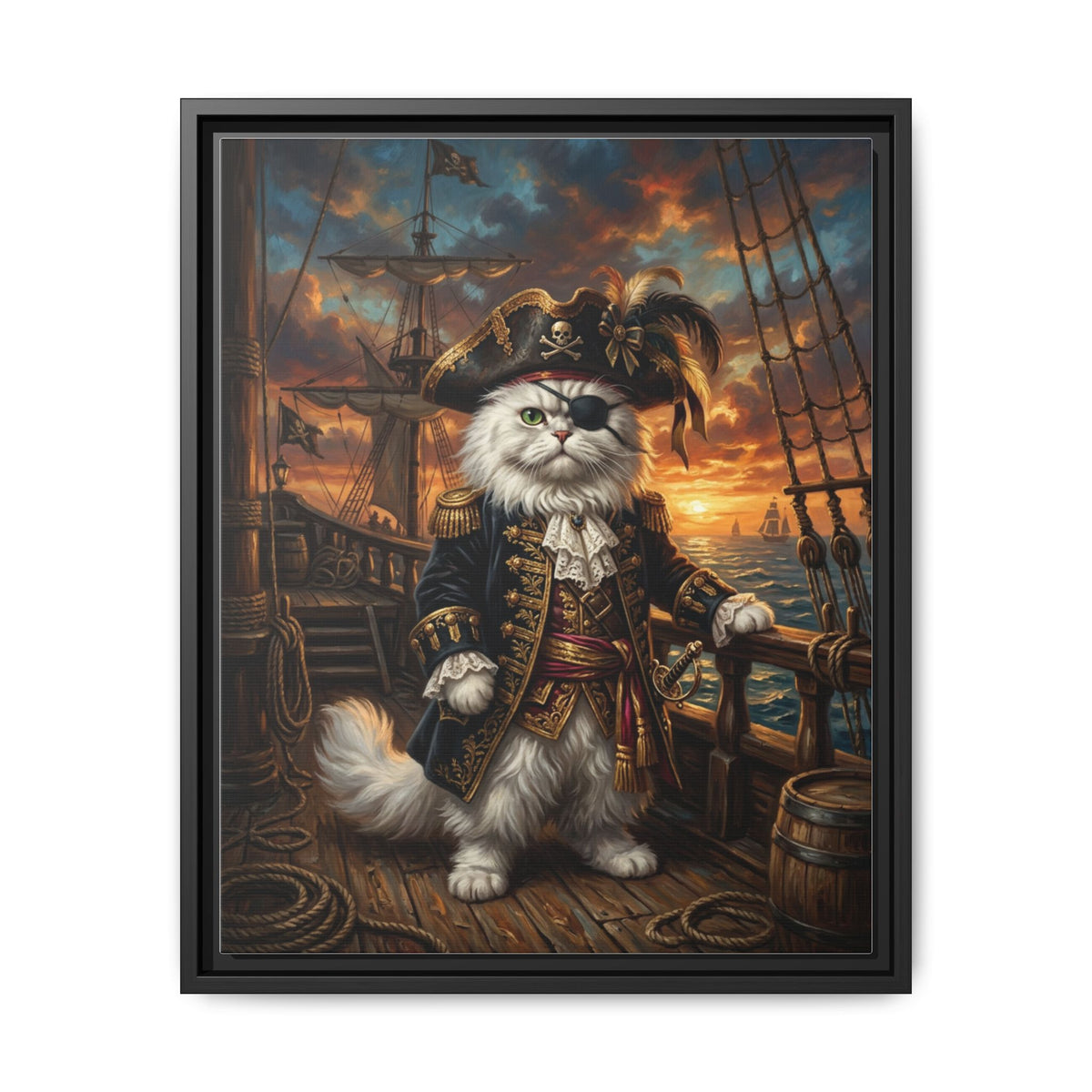 Custom Pet Portrait — Pirate Captain — Framed Canvas