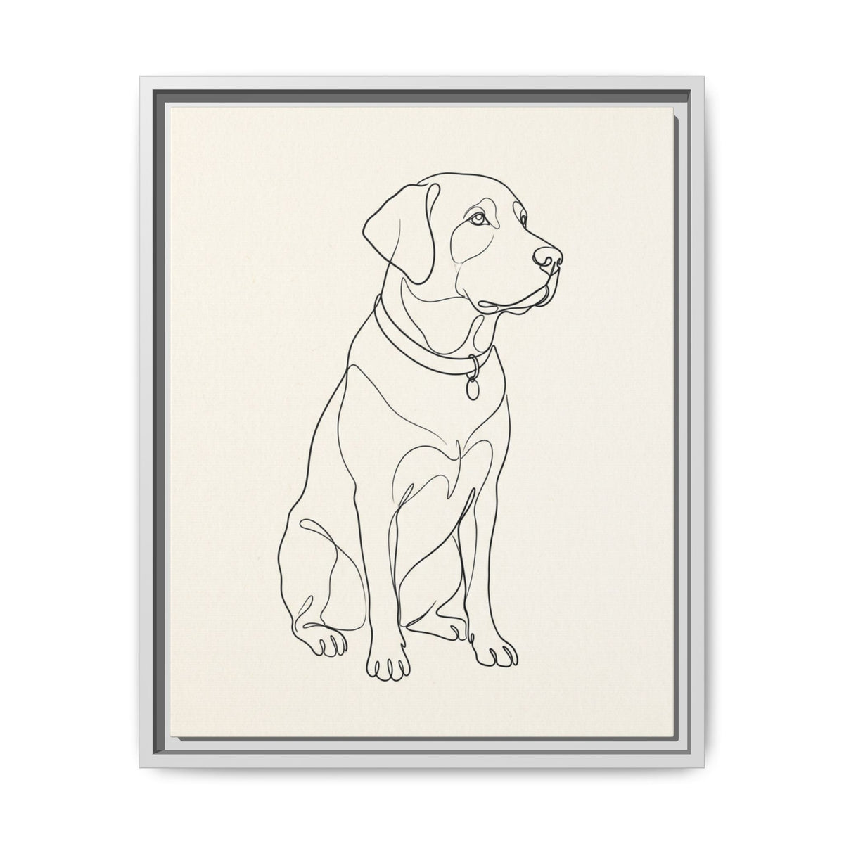 Custom Pet Portrait — Minimalist Line Art — Framed Canvas