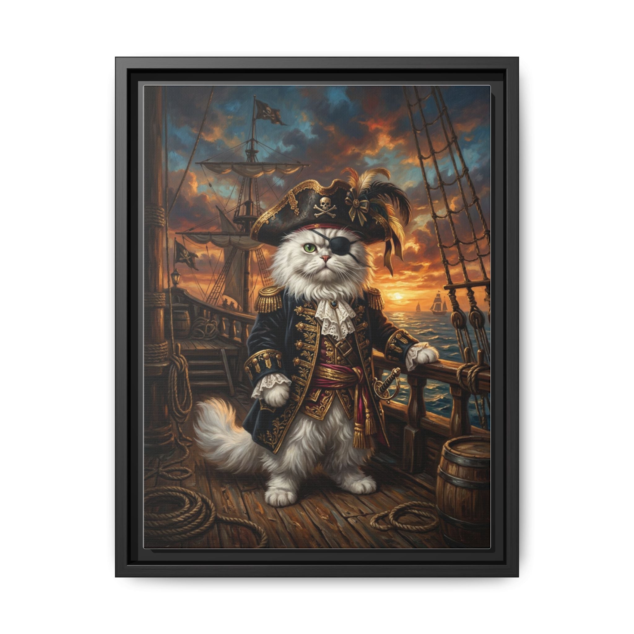 Custom Pet Portrait — Pirate Captain — Framed Canvas