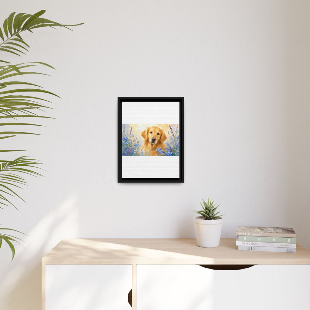 Custom Pet Portrait — Watercolor with Florals — Framed Canvas
