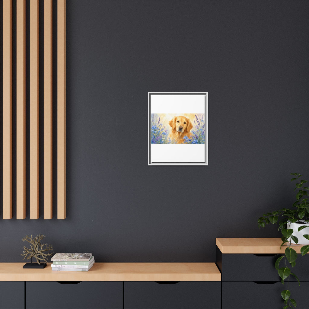 Custom Pet Portrait — Watercolor with Florals — Framed Canvas